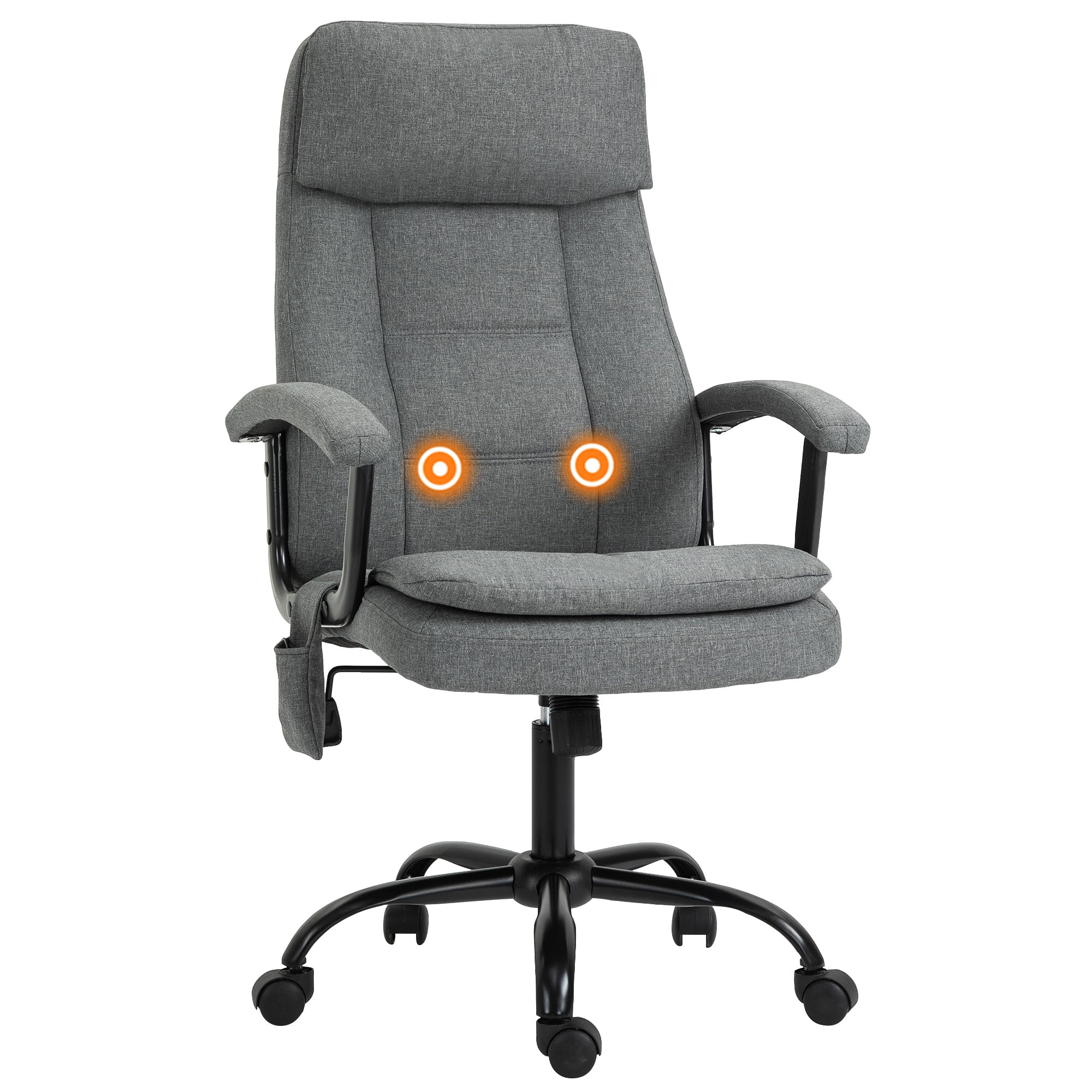 Vinsetto Massage Office Chair Linen Computer Chair with Adjustable Height Grey  | TJ Hughes