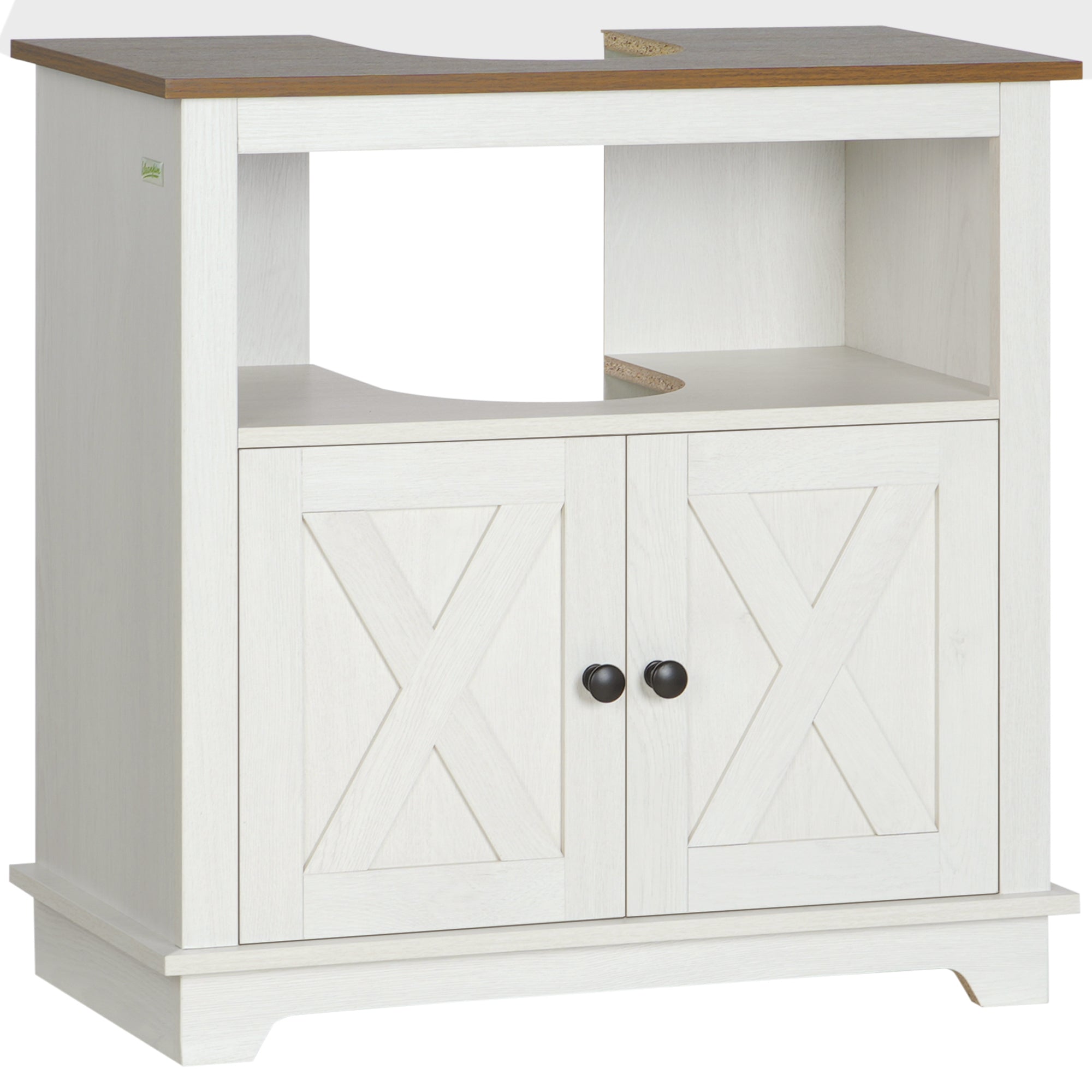 kleankin Bathroom Sink Cabinet - Freestanding Under Sink Cabinet - White  | TJ Hughes