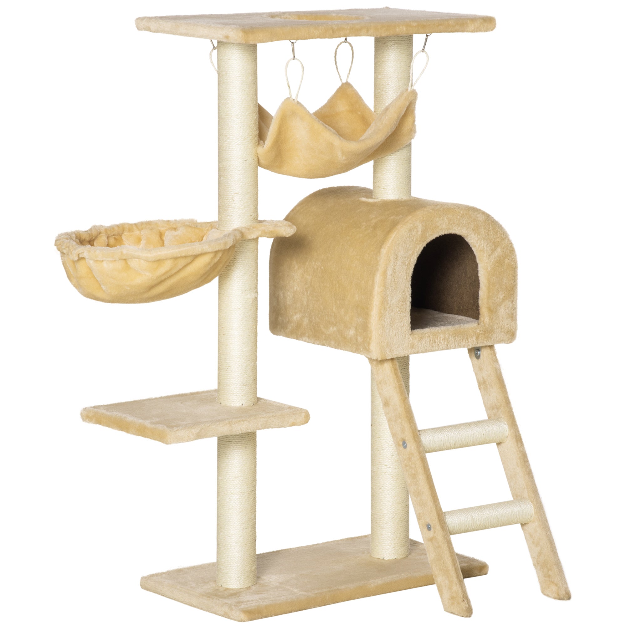 PawHut Cat Tree for Indoor Cats Scratching Post w/ Hammock House Bed Basket  | TJ Hughes