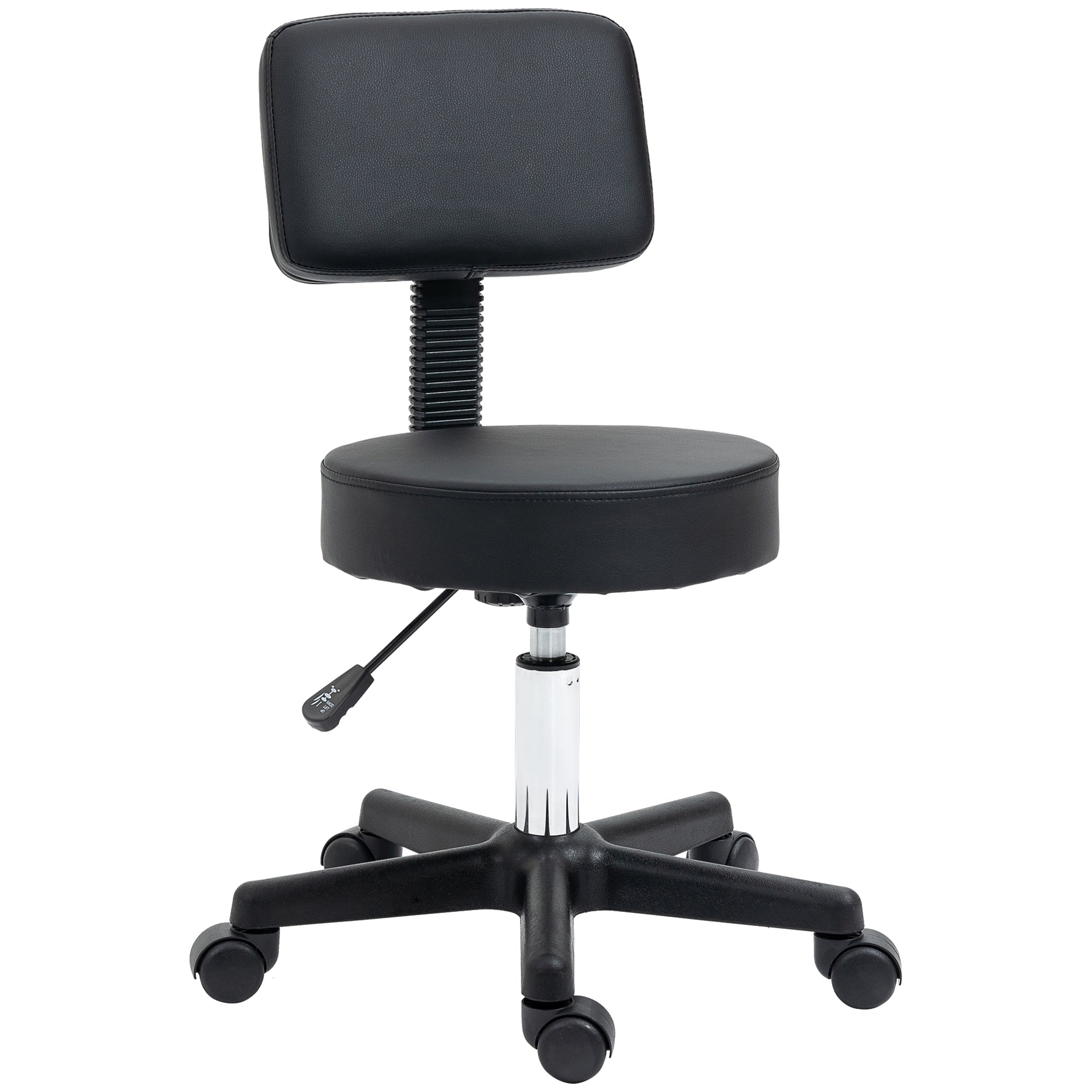 HOMCOM Adjustable Swivel Salon Chair Padded Seat Back 5 Wheels Black  | TJ Hughes