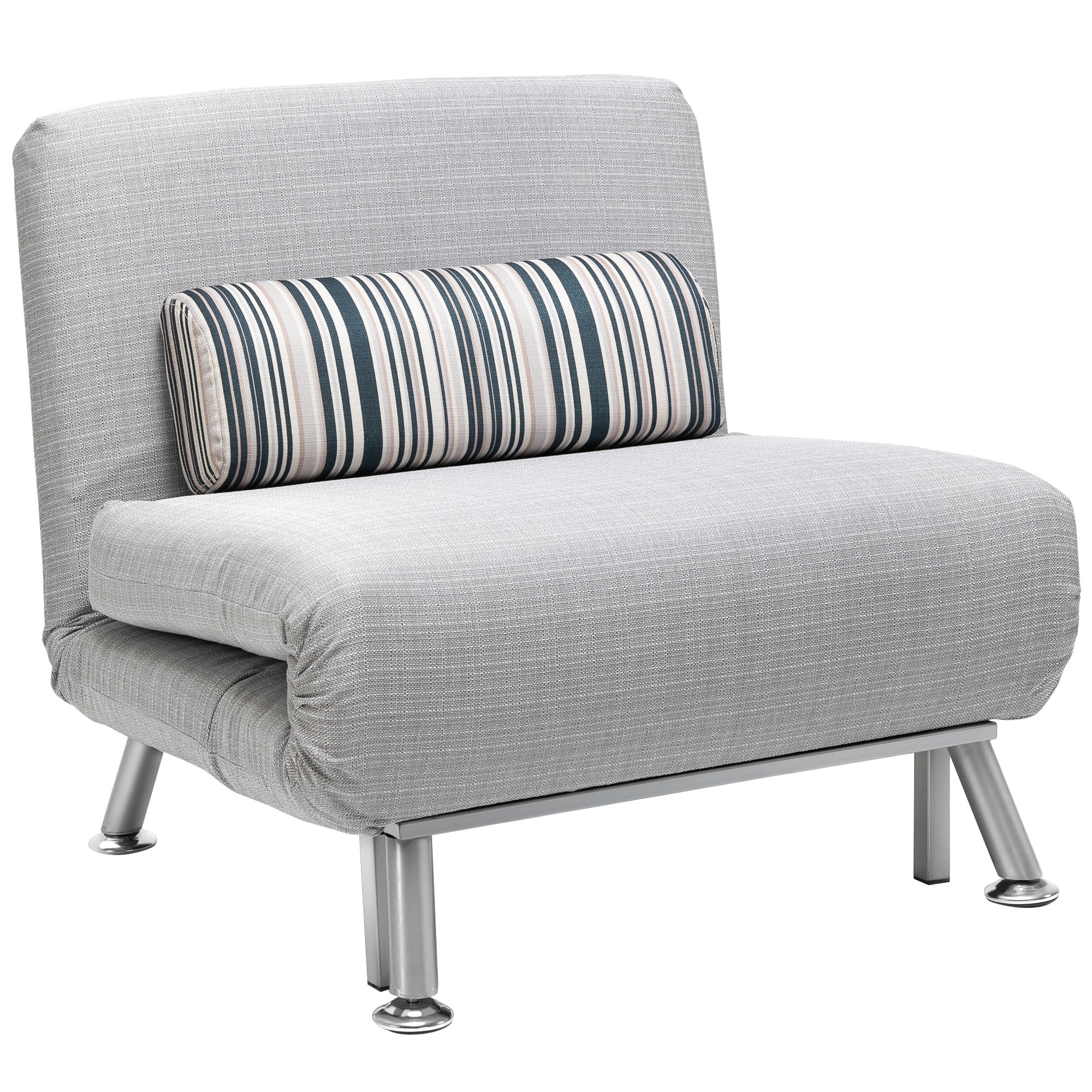 HOMCOM Single Folding 5 Position Convertible Sleeper Chair Sofa Bed Grey - Silver  | TJ Hughes