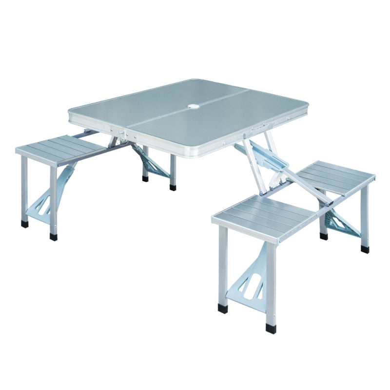 Outsunny Folding Camping Table And Chair Set - Silver  | TJ Hughes