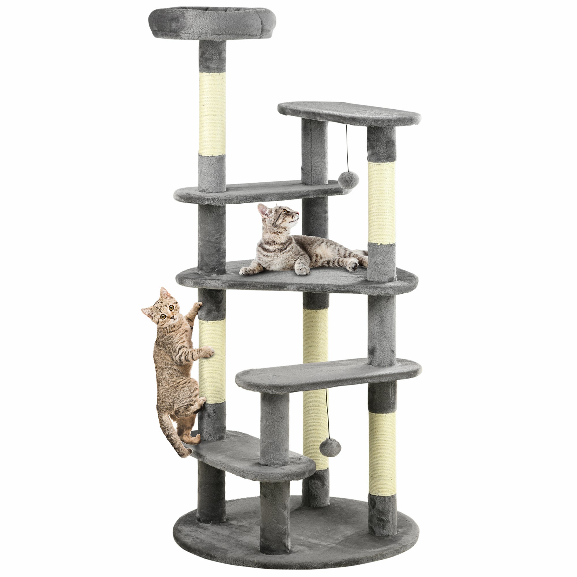 PawHut Cat Tree for Indoor Cats - Modern Cat Tower with Scratching Posts - Bed  | TJ Hughes Green