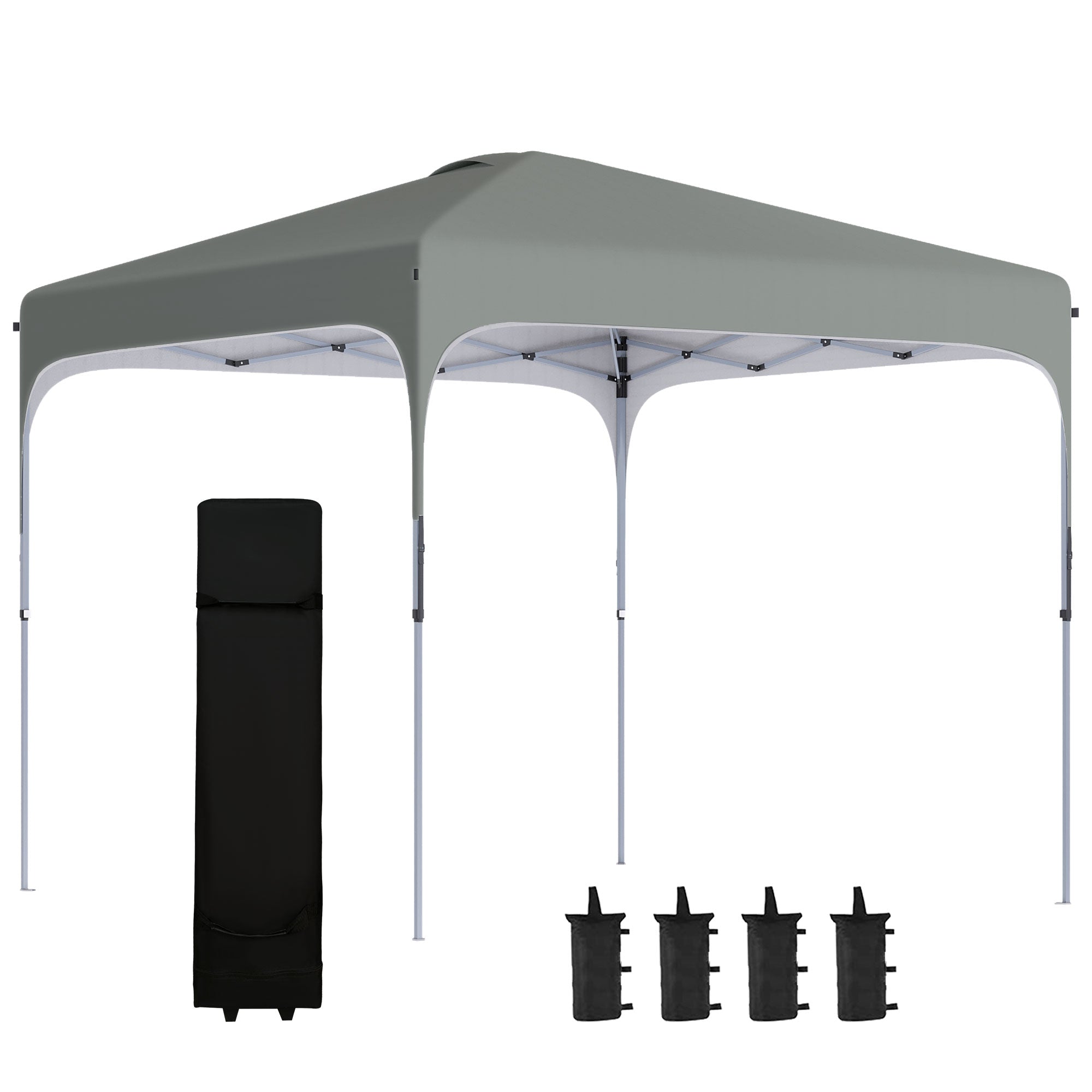 Outsunny Pop Up Gazebo Foldable w/ Wheeled Carry Bag & 4 Weight Bags - Grey  | TJ Hughes