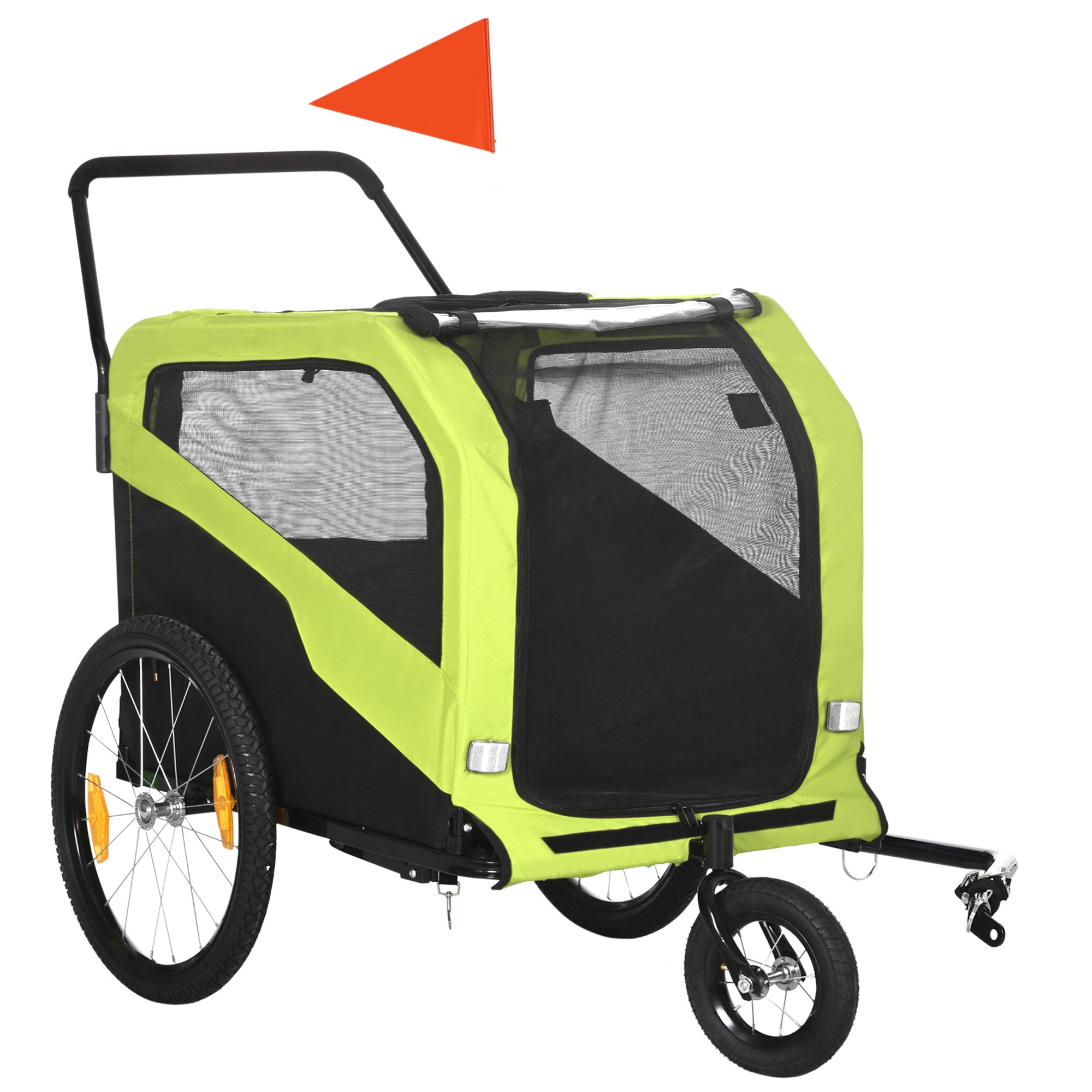 PawHut 2 in 1 Dog Bike Trailer Pet Stroller for Large Dogs W/ Hitch - Green  | TJ Hughes