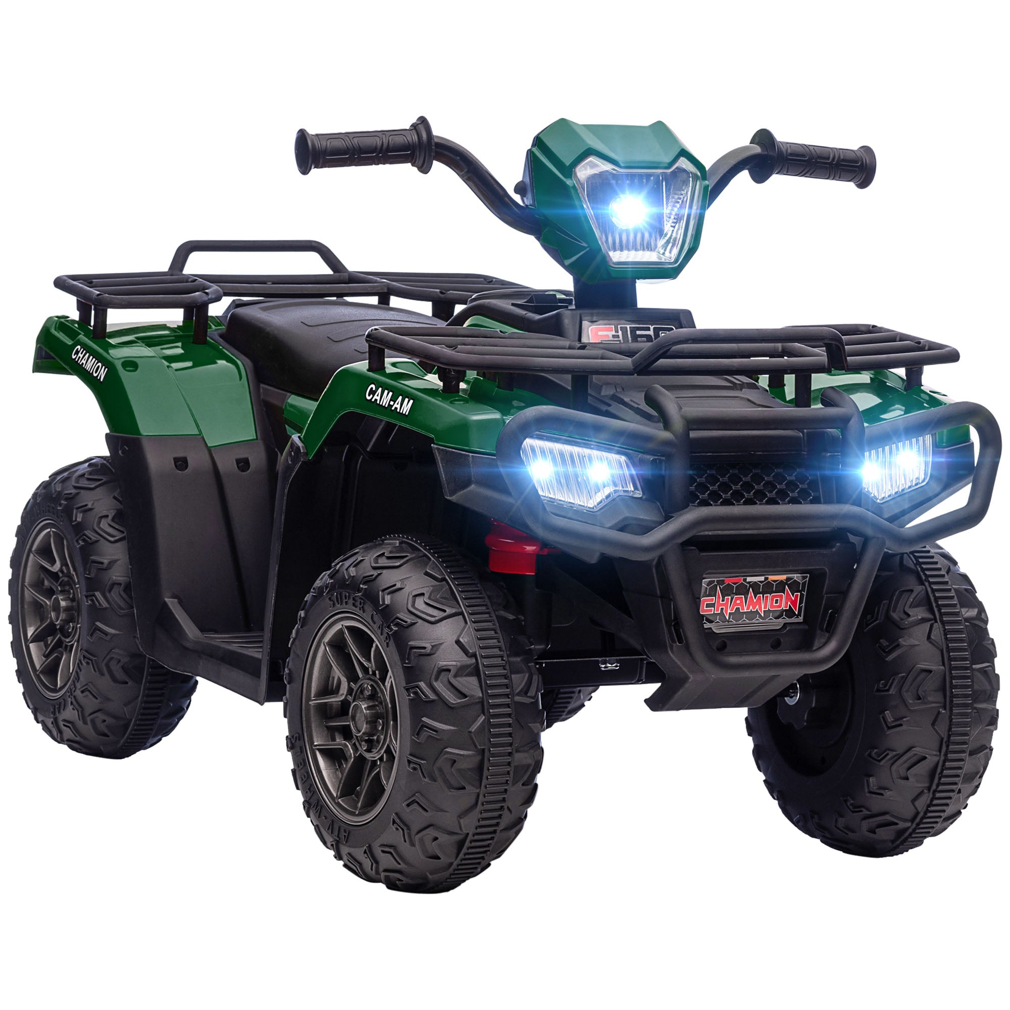 HOMCOM 12V Electric Quad Bike for Kids w/ LED Headlights - Music - Green  | TJ Hughes