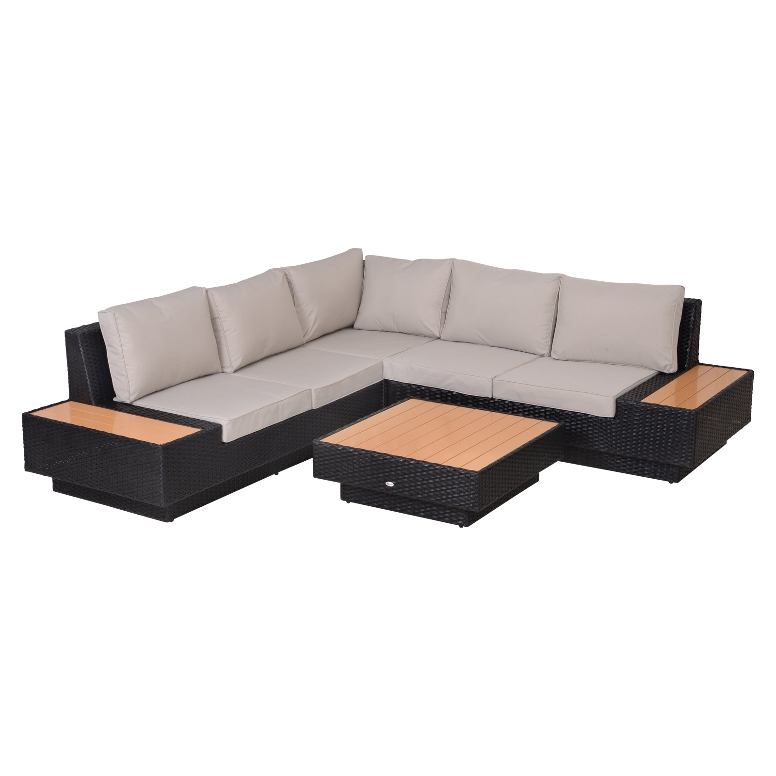 Outsunny 4Pcs Rattan Sofa Set Garden Furniture Set with Armrest Cushions Black  | TJ Hughes