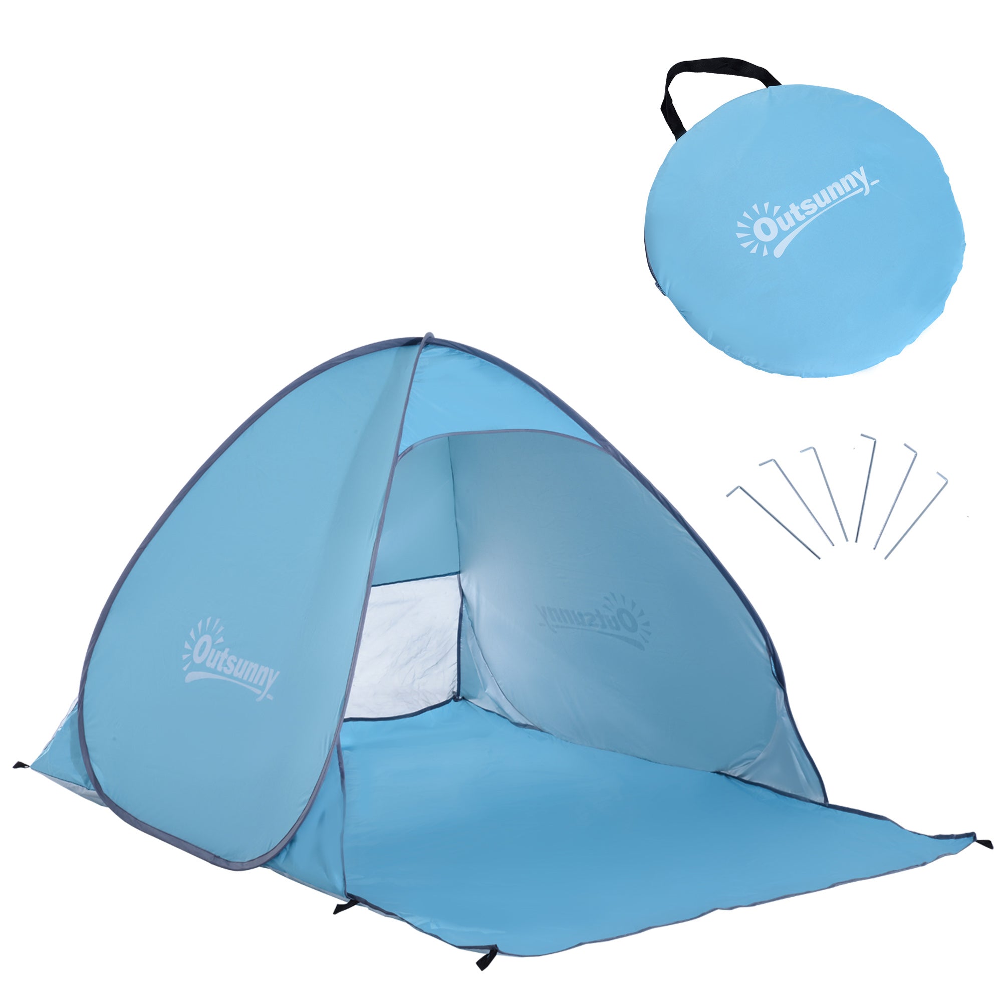 Outsunny 2-3 Person Pop up Tent Instant Camping Tent Sun Shade Shelter - Blue  | TJ Hughes