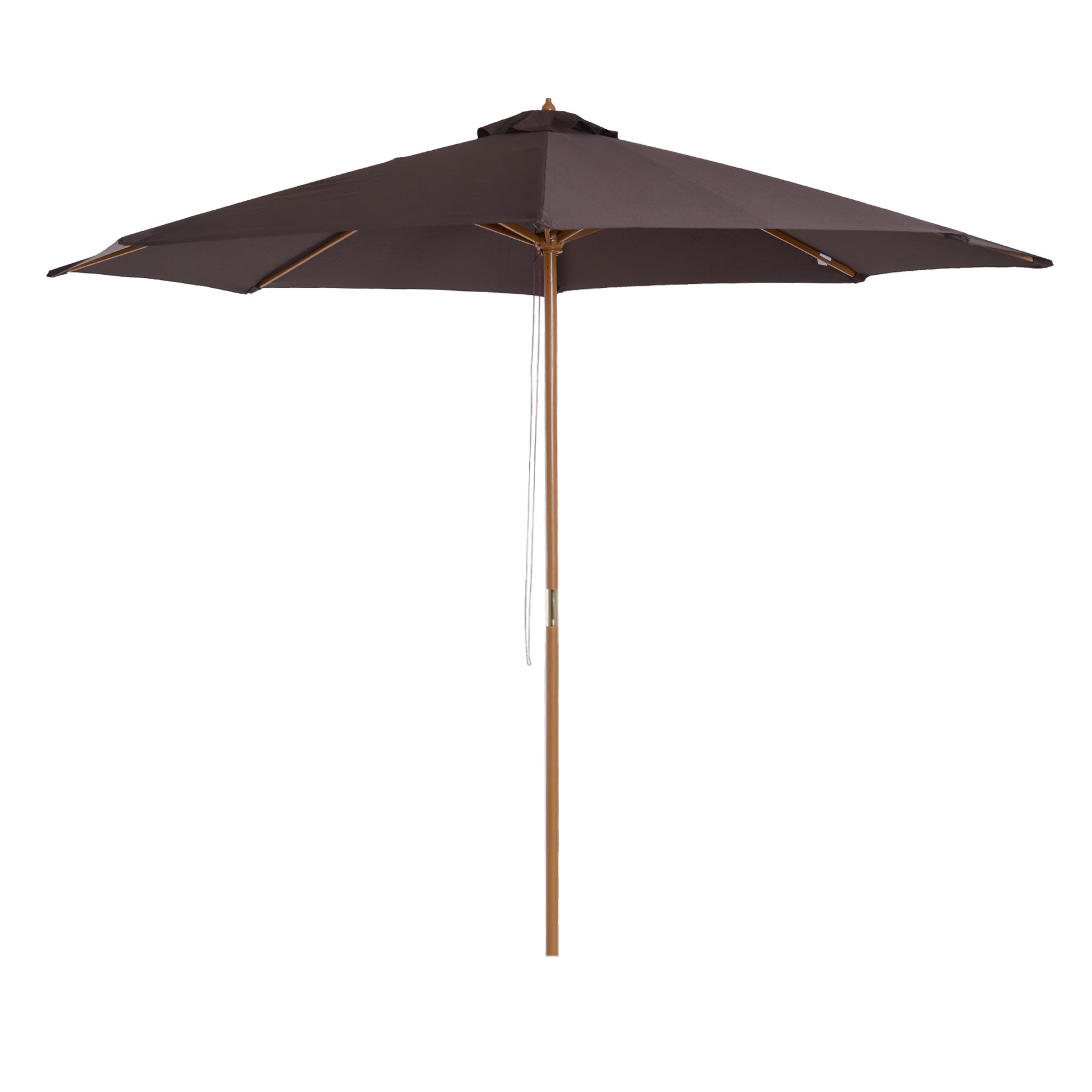 Outsunny 3m Fir Wooden Garden Parasol Sun Shade Outdoor Umbrella Canopy Coffee  | TJ Hughes