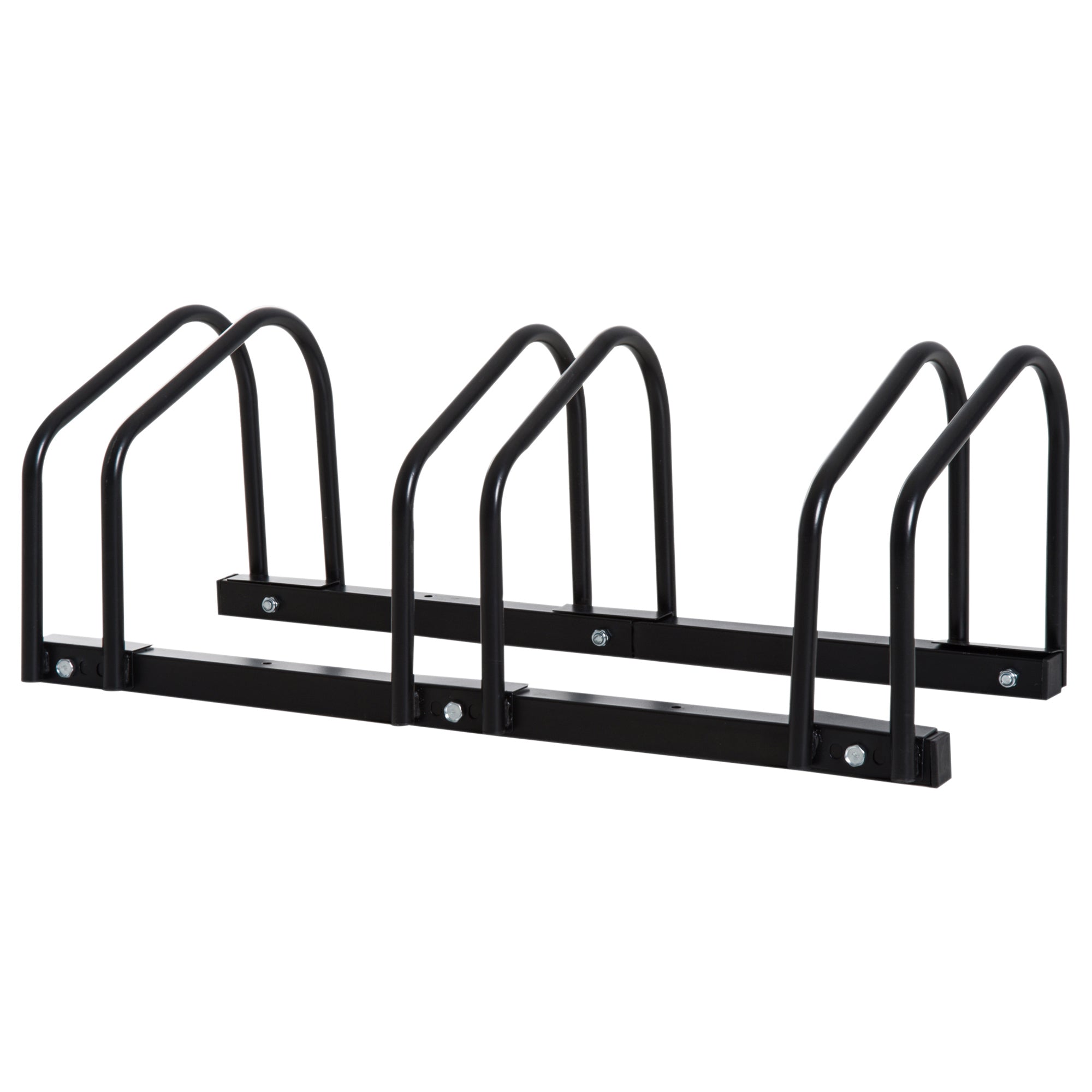 HOMCOM Bike Parking Rack Bicycle Locking Storage Stand for 3 Cycling Black  | TJ Hughes