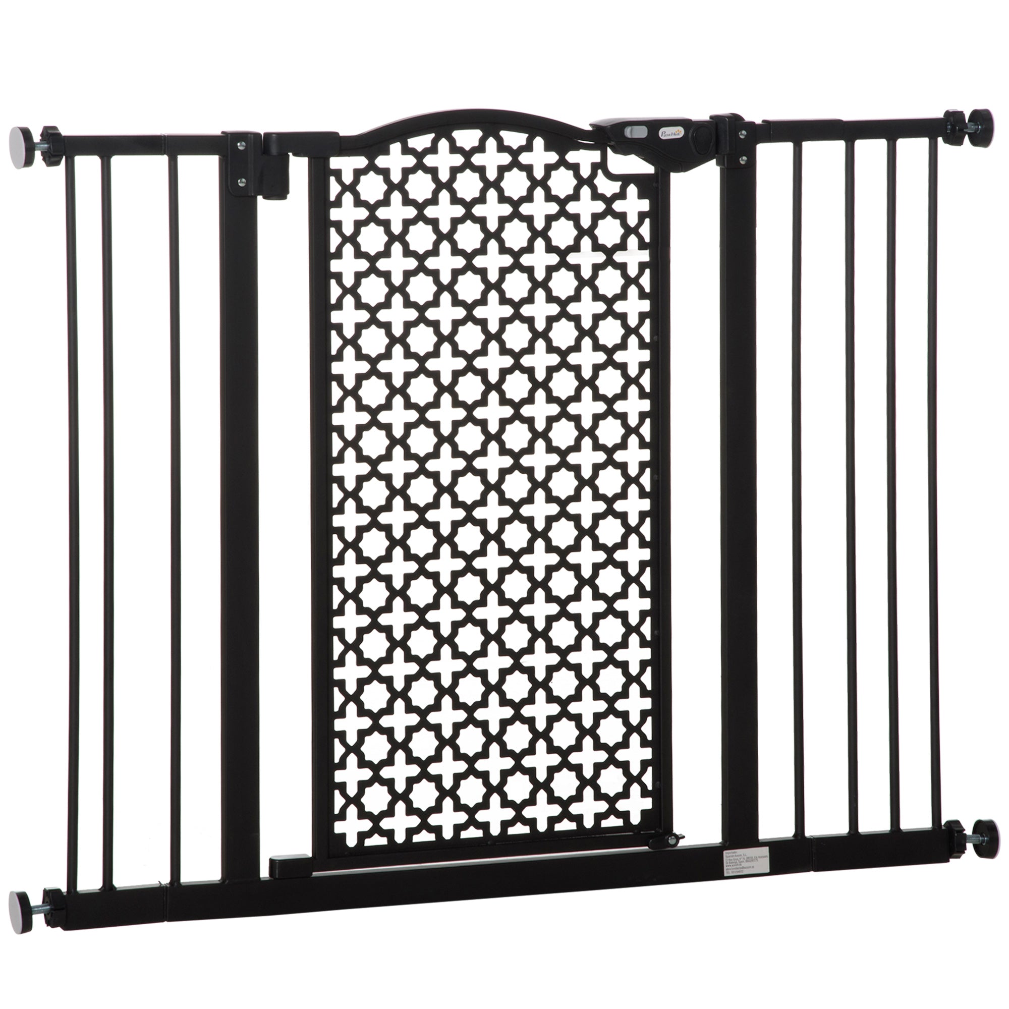 PawHut 74-105cm Pet Safety Gate - Pressure Fit Stair with Double Locking - Black  | TJ Hughes