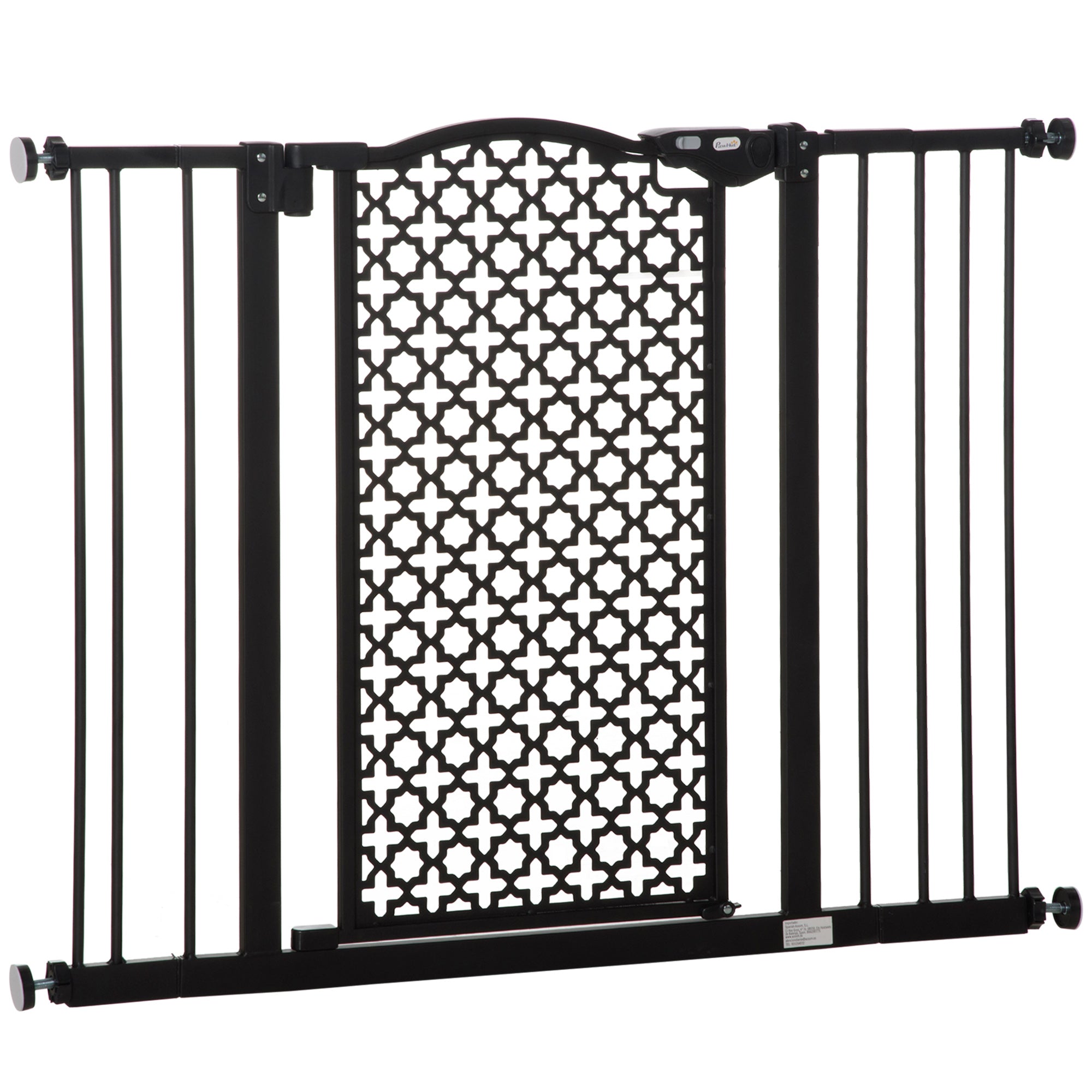 PawHut 74-105cm Pet Safety Gate, Pressure Fit Stair with Double Locking - Black