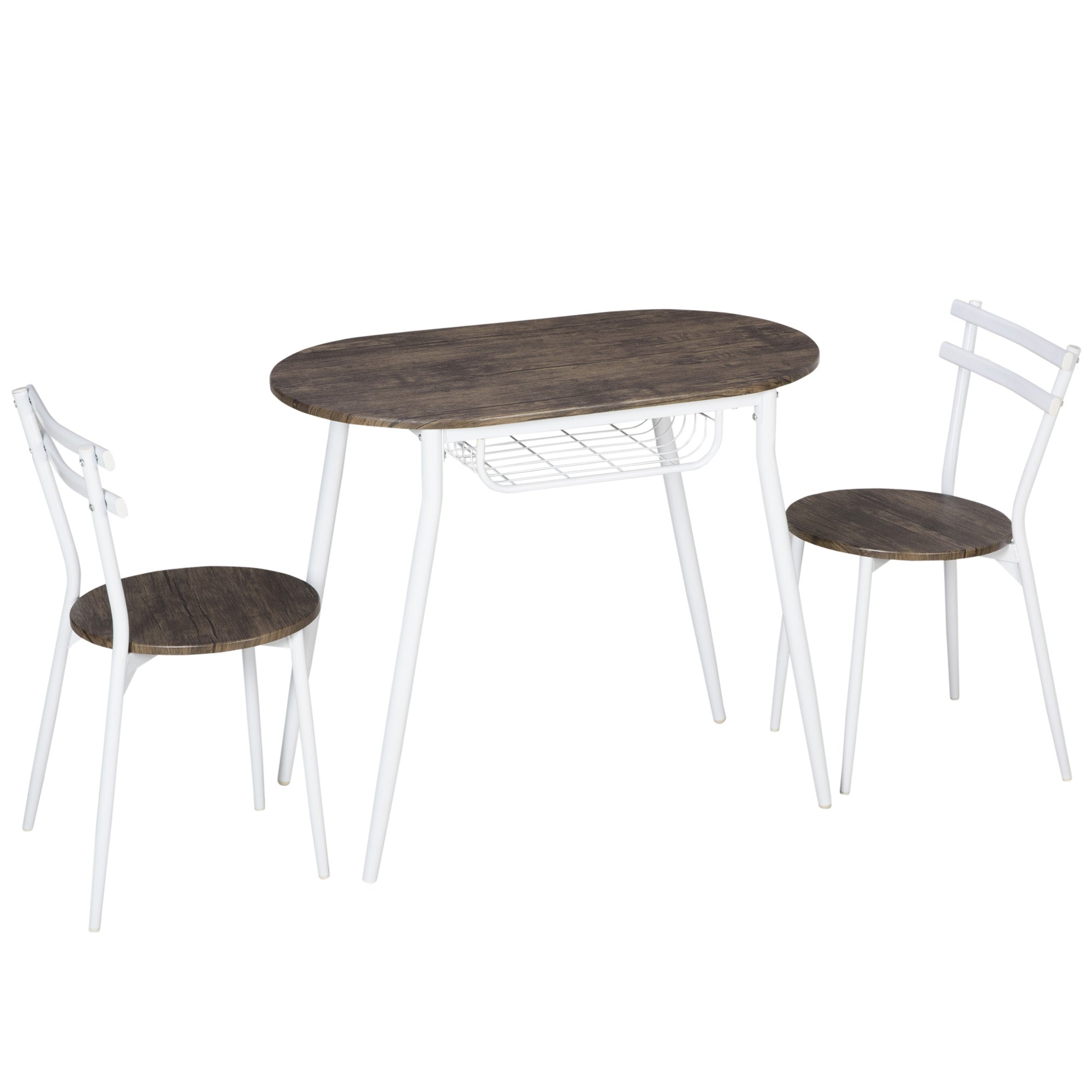 HOMCOM Dining Table and Chairs Set of 3 - Oval Kitchen Table with 2 Chairs  | TJ Hughes