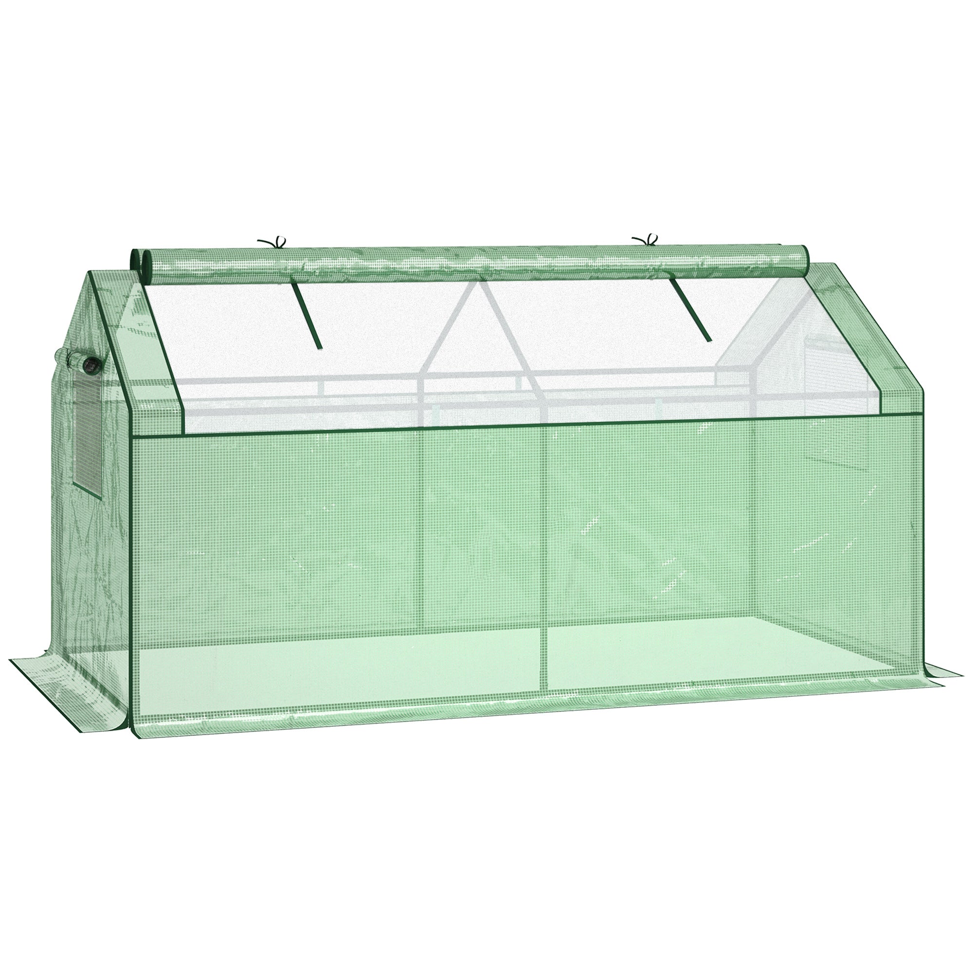 Outsunny Mini Greenhouse Portable Garden Greenhouse Metal Frame Growhouse with Large Zipper Windows for Plants - 180 x 92 x 92 cm  | TJ Hughes