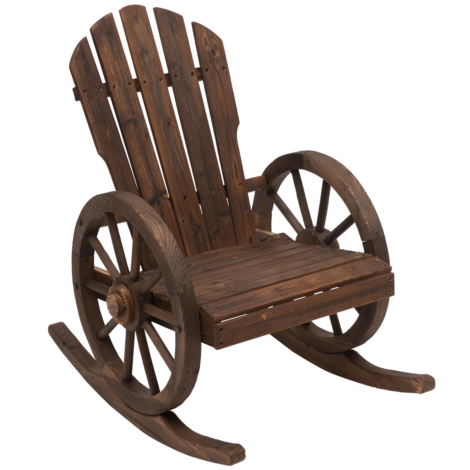 Outsunny Adirondack Rocking Chair Porch Poolside Garden Lounging Carbonized Wood  | TJ Hughes