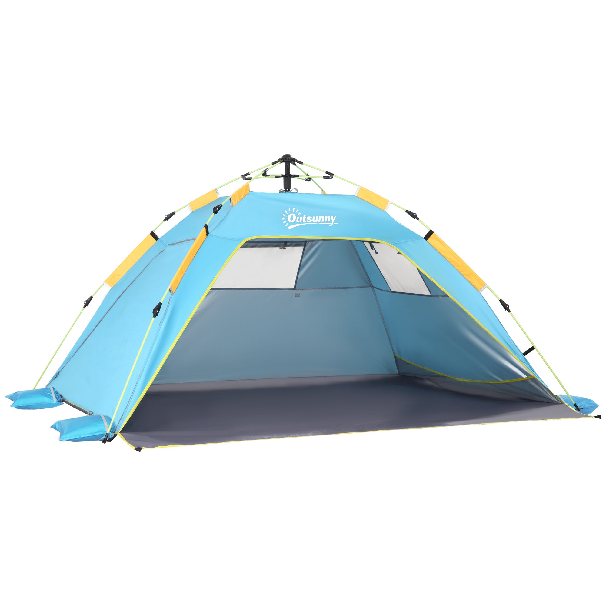Outsunny 2 Man Pop-up Beach Tent Sun Shade Shelter Hut w/Windows Door Light Blue  | TJ Hughes
