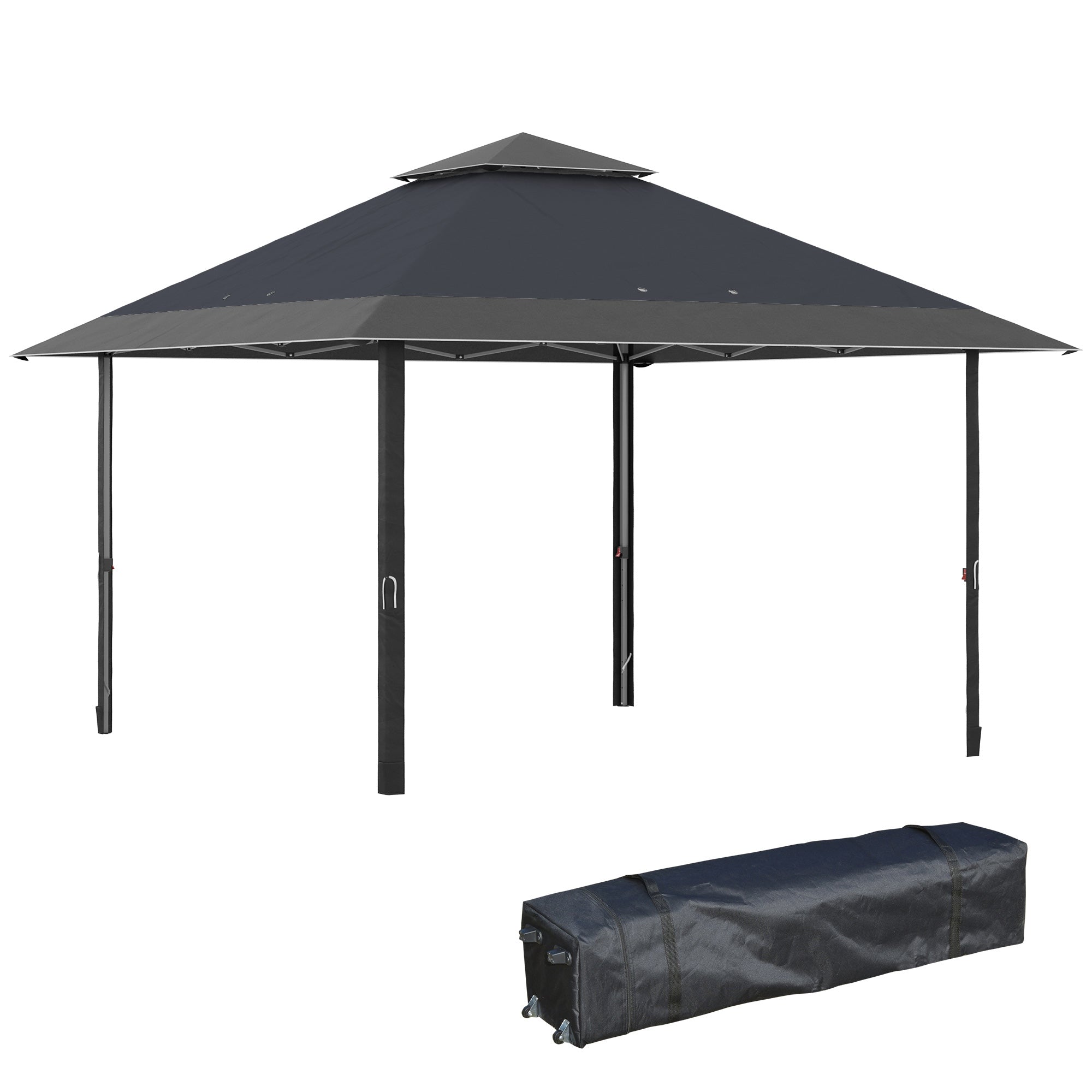 Outsunny 4 x 4m Outdoor Pop-Up Canopy Tent Gazebo Adjustable Legs Bag Grey  | TJ Hughes