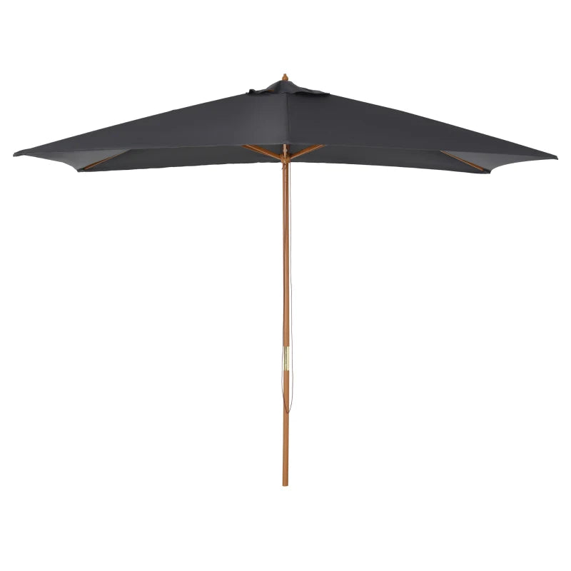 Outsunny 2.5 m Square Wood Umbrella Parasol - Dark Grey  | TJ Hughes