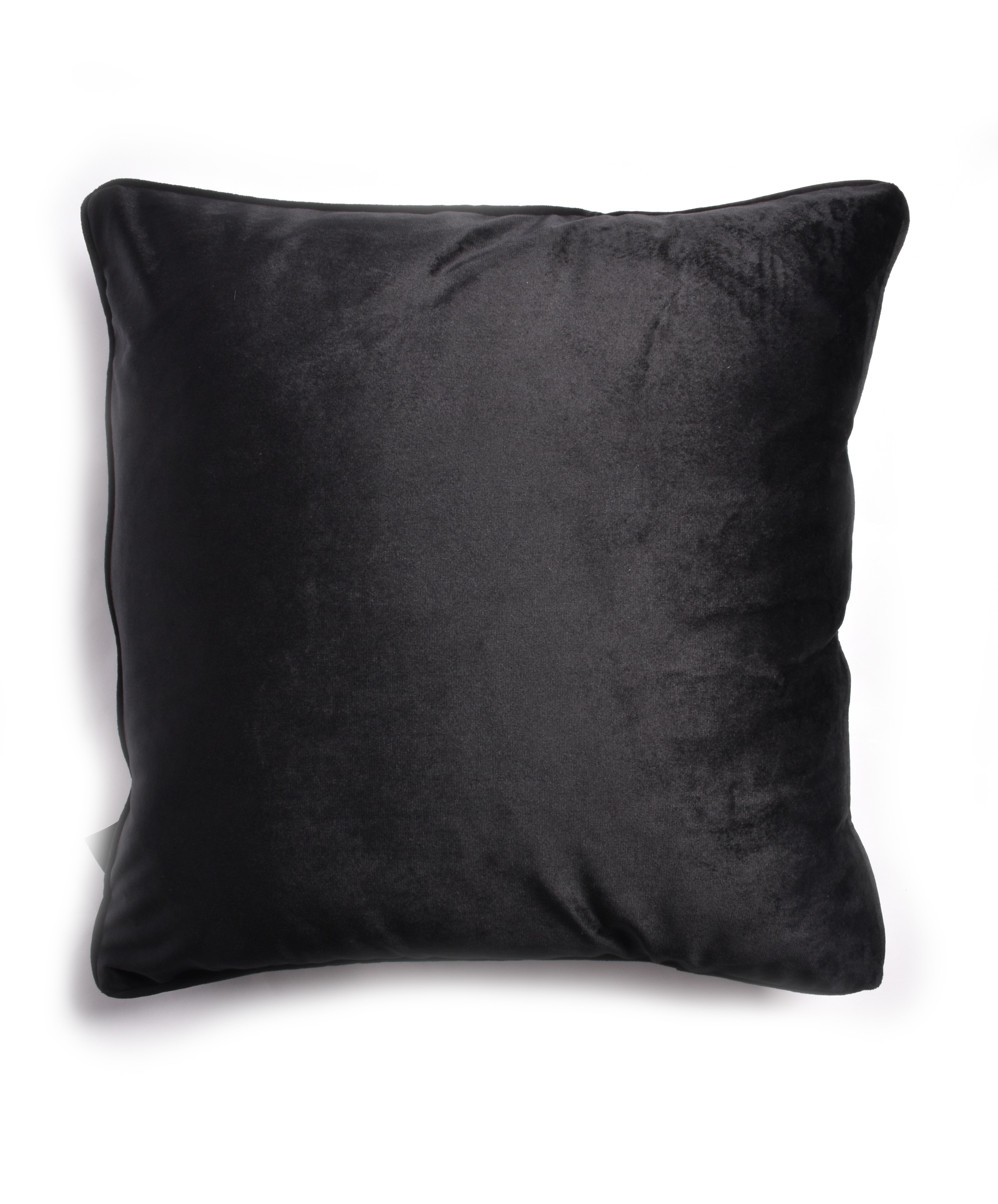 French Velvet Piped Edge Cushion 55 x 55cm - Black - TJ Hughes