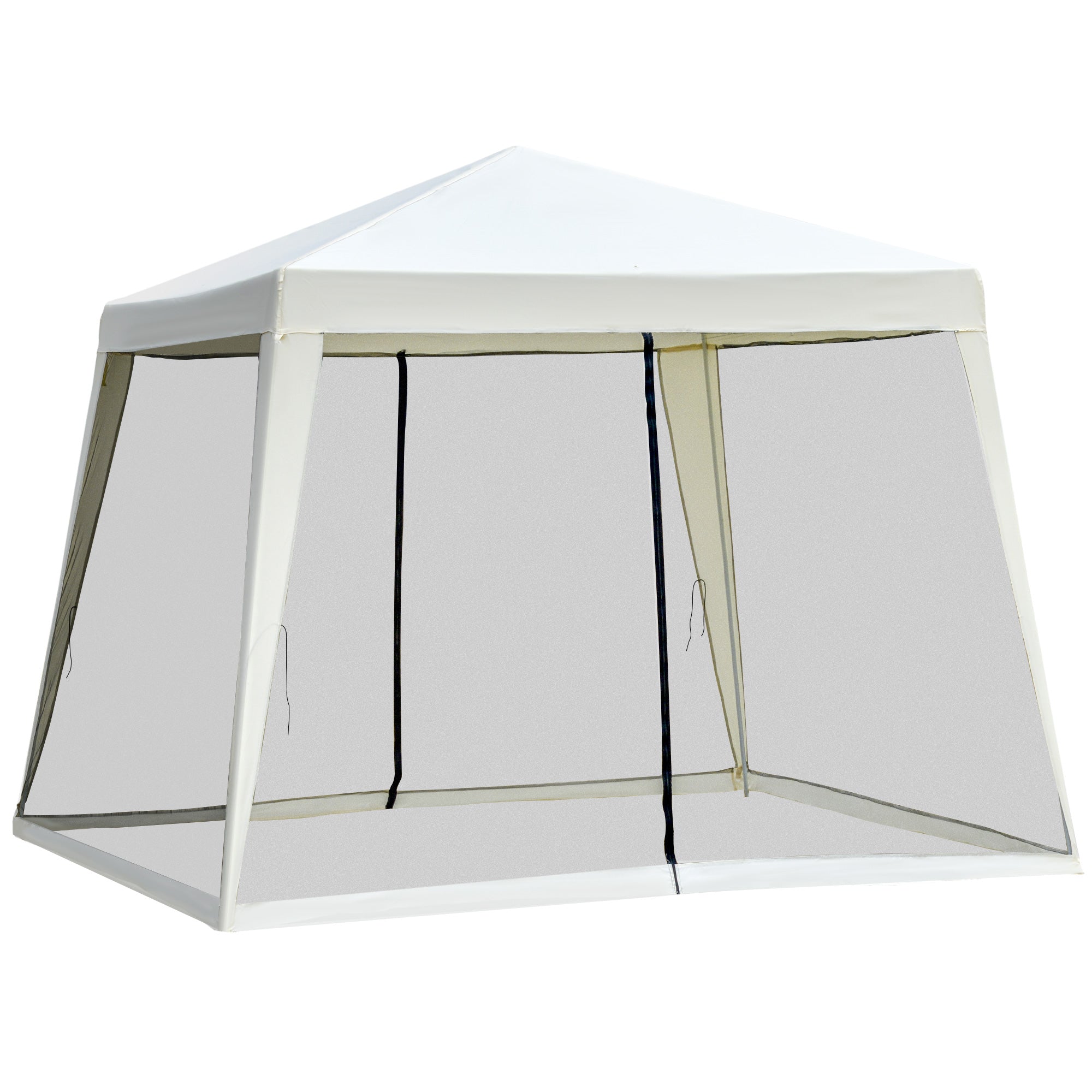 Outsunny 3x3m Outdoor Gazebo Canopy Tent Event Shelter w/ Mesh Screen Side White  | TJ Hughes