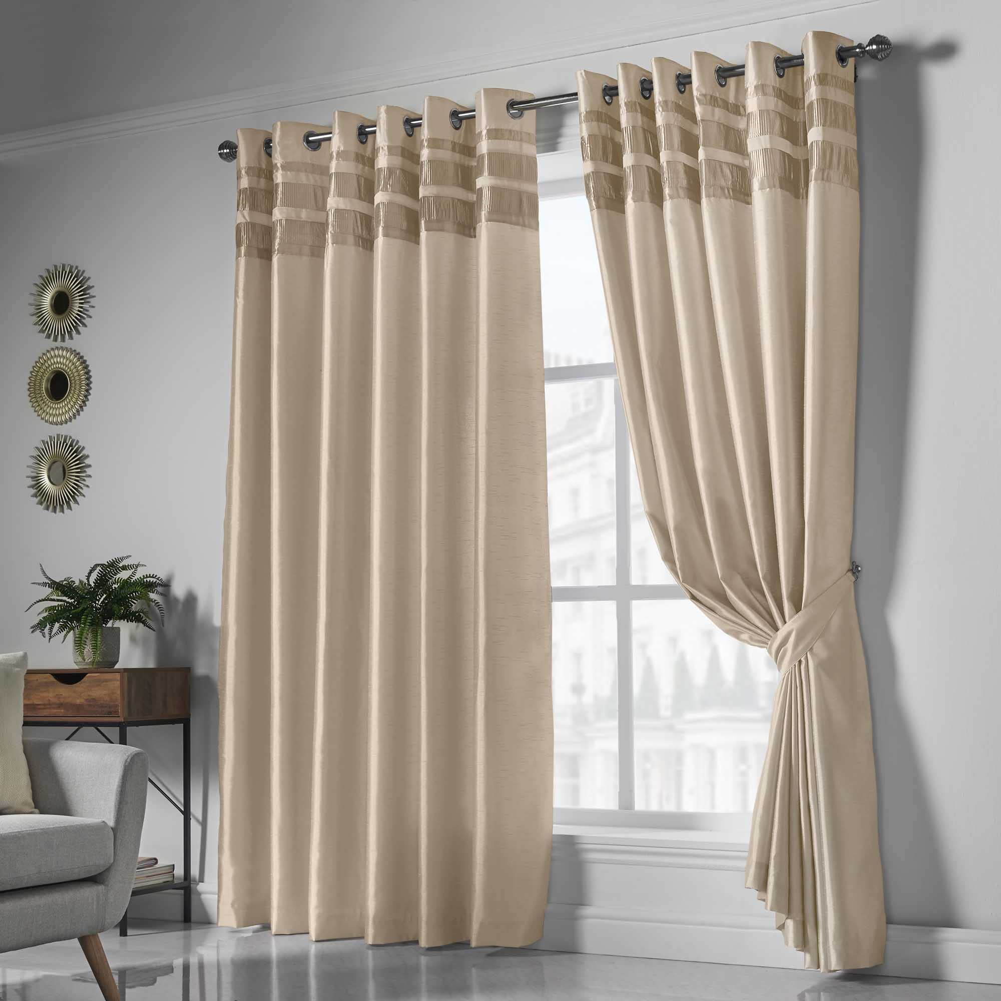 Denver Lined Eyelet Curtains - Gold - 167cm (66") X 137cm (54") - Lewis’s  | TJ Hughes