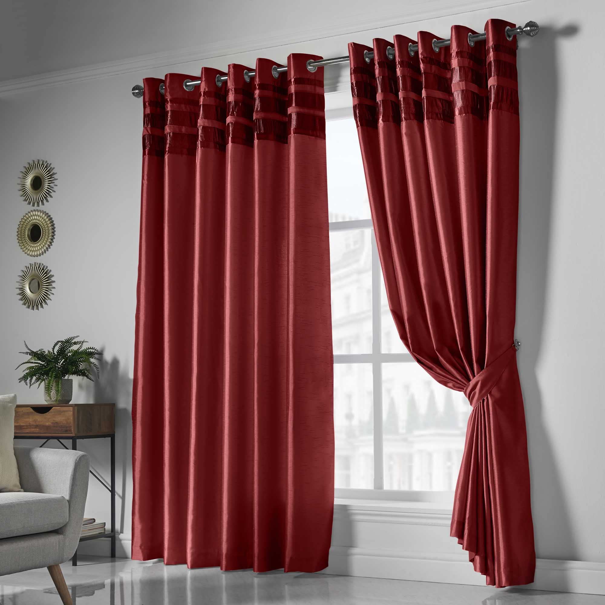 Lewis’s Denver Lined Eyelet Curtains - Red - 167cm (66") X 183cm (72")  | TJ Hughes