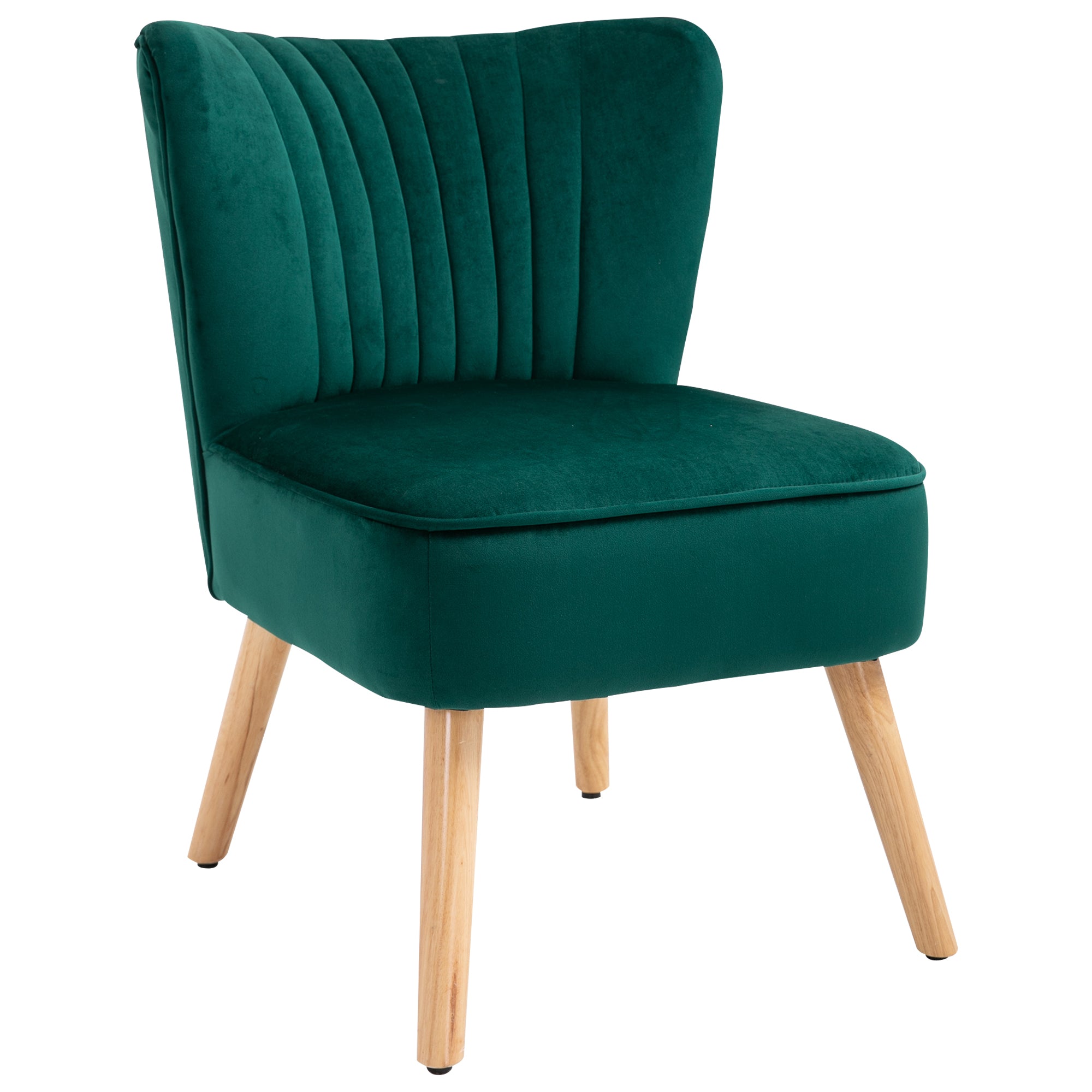 HOMCOM Velvet Accent Chair Occasional Tub Seat Padding Curved Back with Wood Frame Legs Home Furniture Green  | TJ Hughes Grey