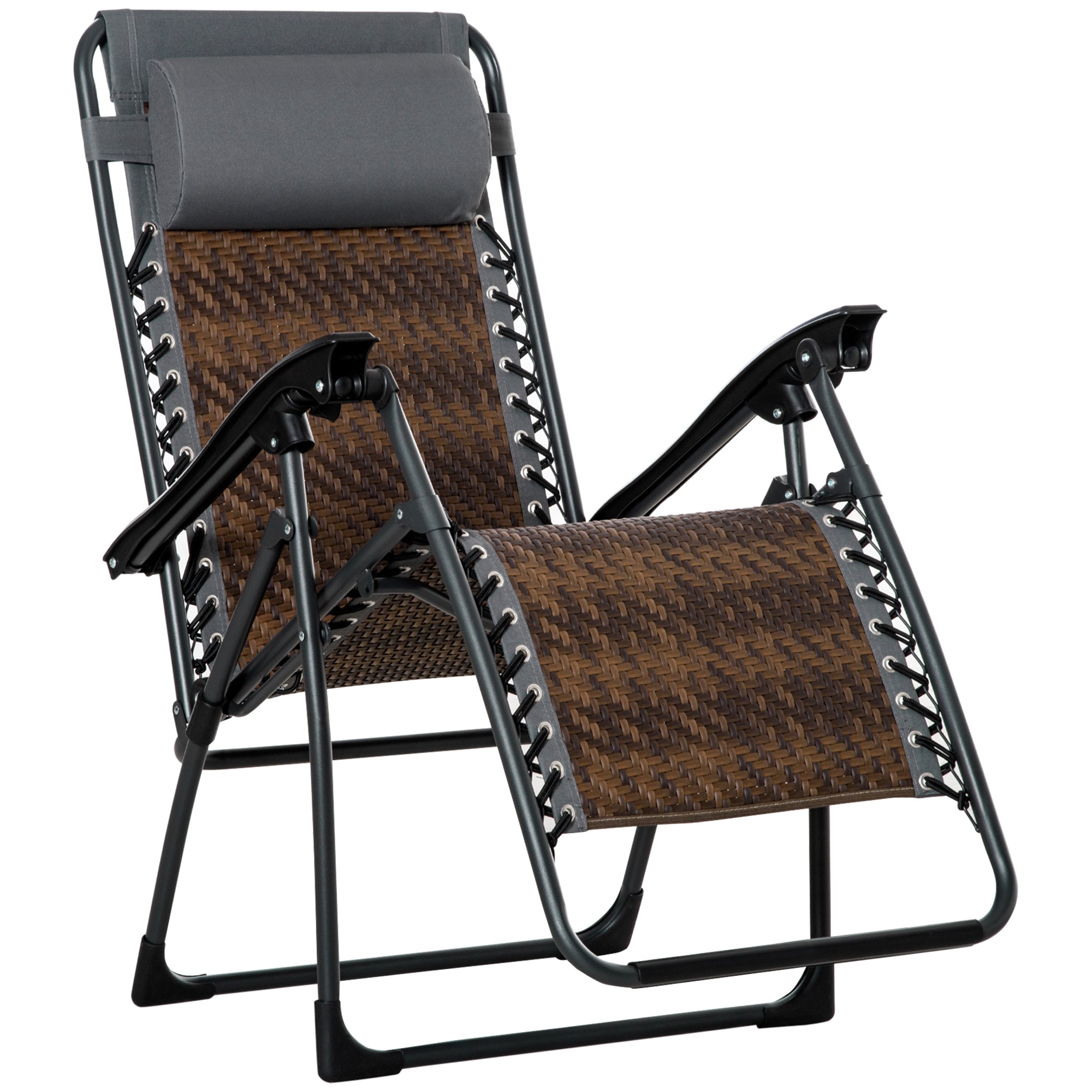 Outsunny Zero Gravity Folding Chair Metal Frame Cup Phone Holder Deck Poolside  | TJ Hughes