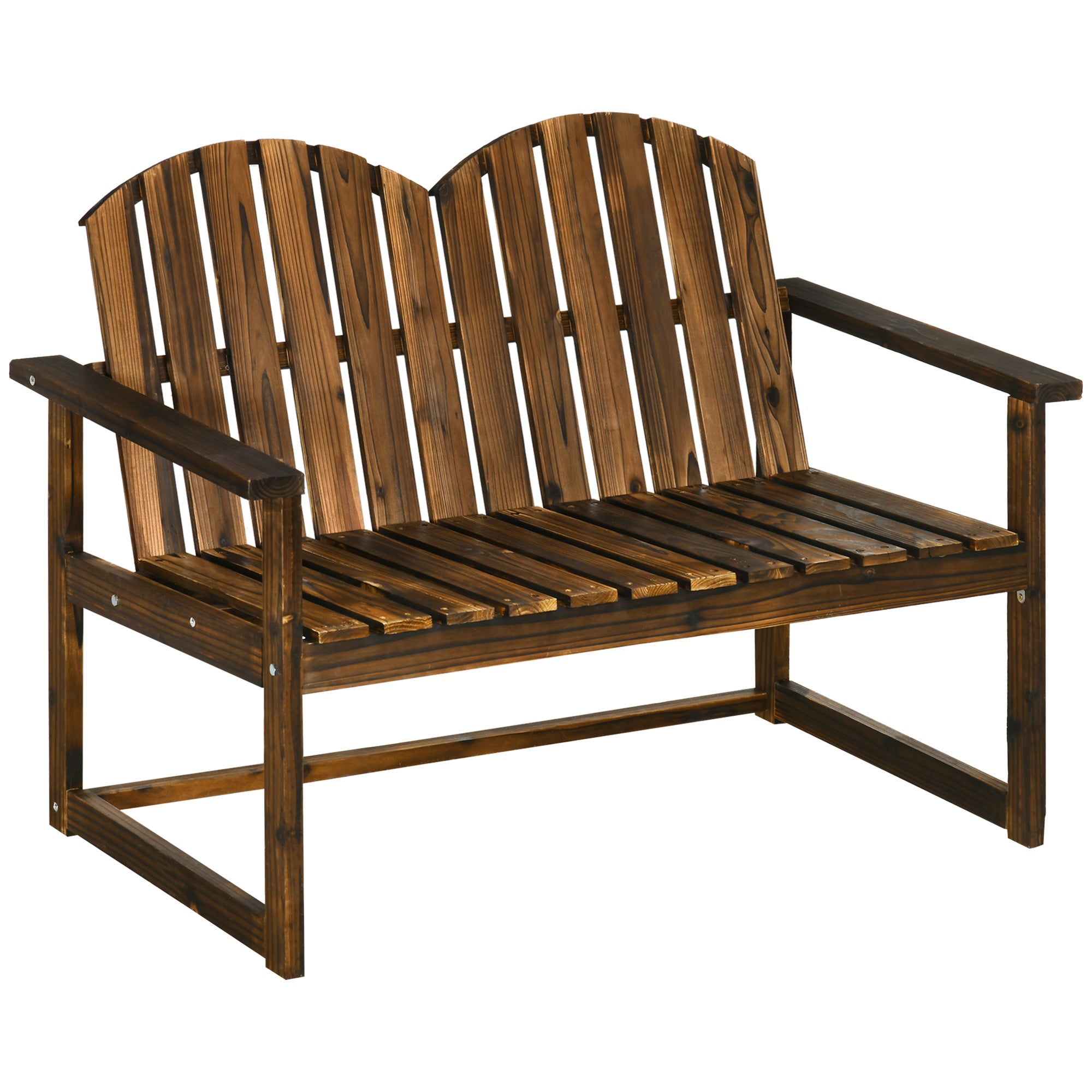 Outsunny Wooden Bench for Two People - Patio Loveseat Chair w/ Slatted Backrest  | TJ Hughes