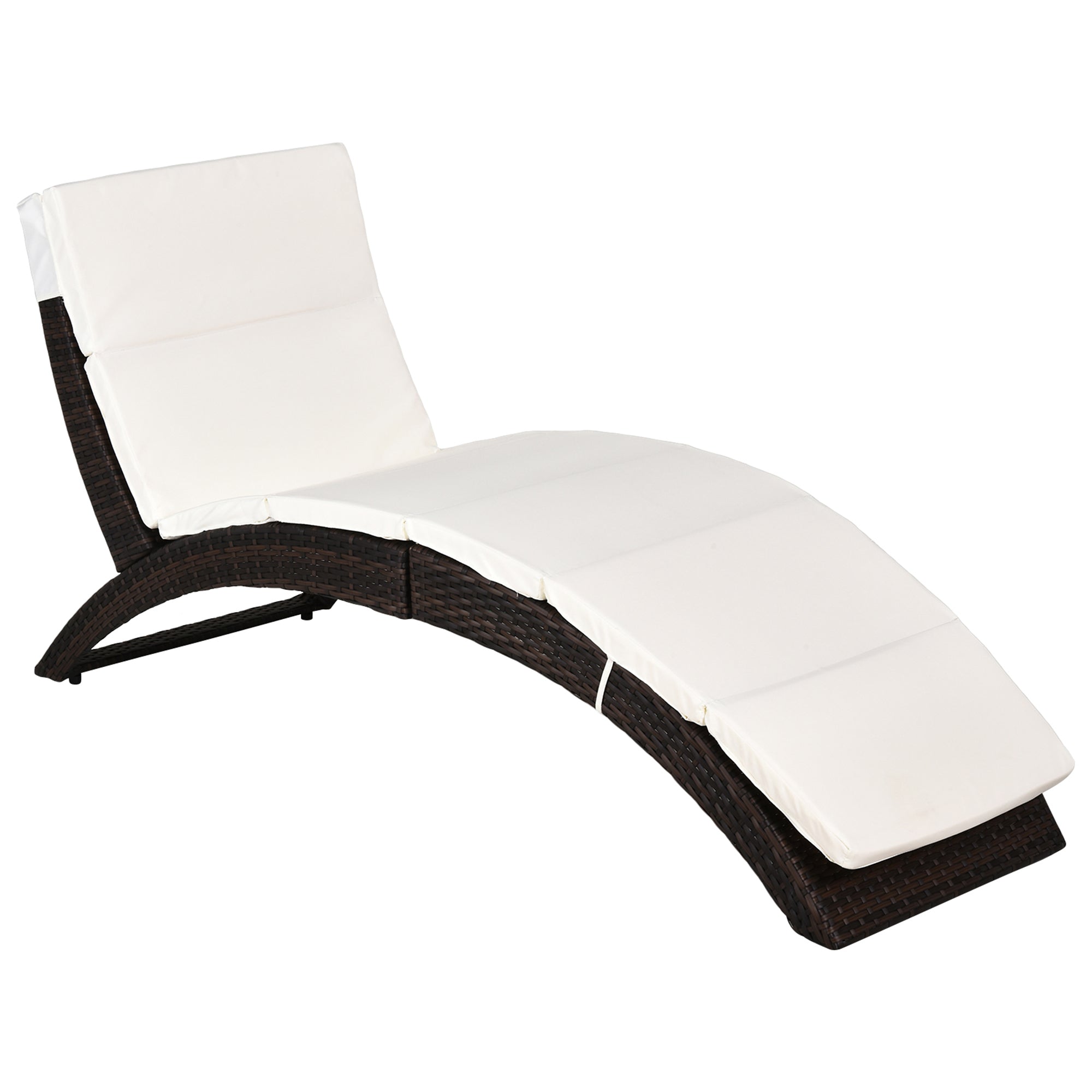 Outsunny Garden Rattan Sun Lounger Foldable Patio Recliner Chaise Chair Brown  | TJ Hughes