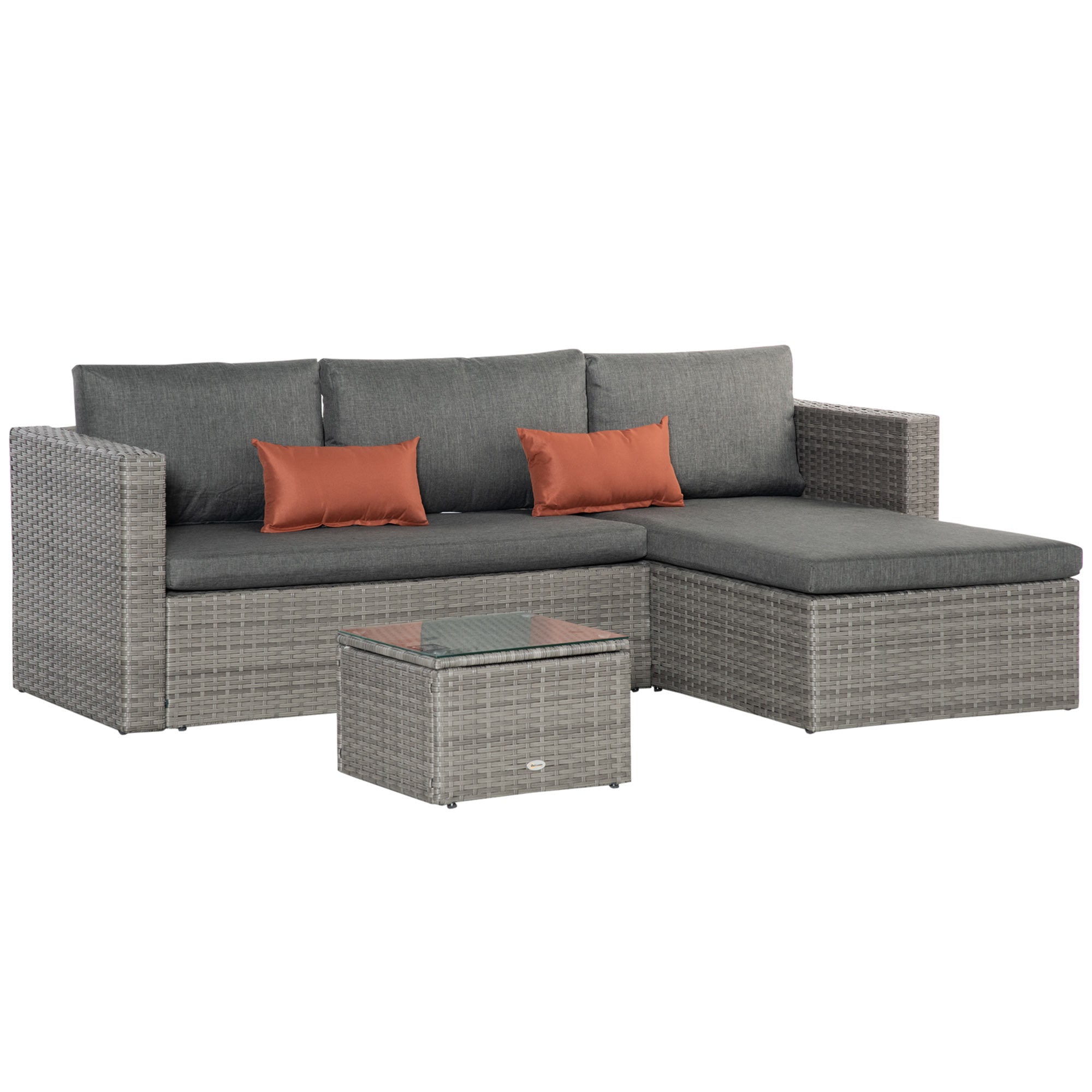 Outsunny 3 PCS Outdoor PE Rattan Chaise Lounge Furniture Sofa Set w/ Cushions  | TJ Hughes