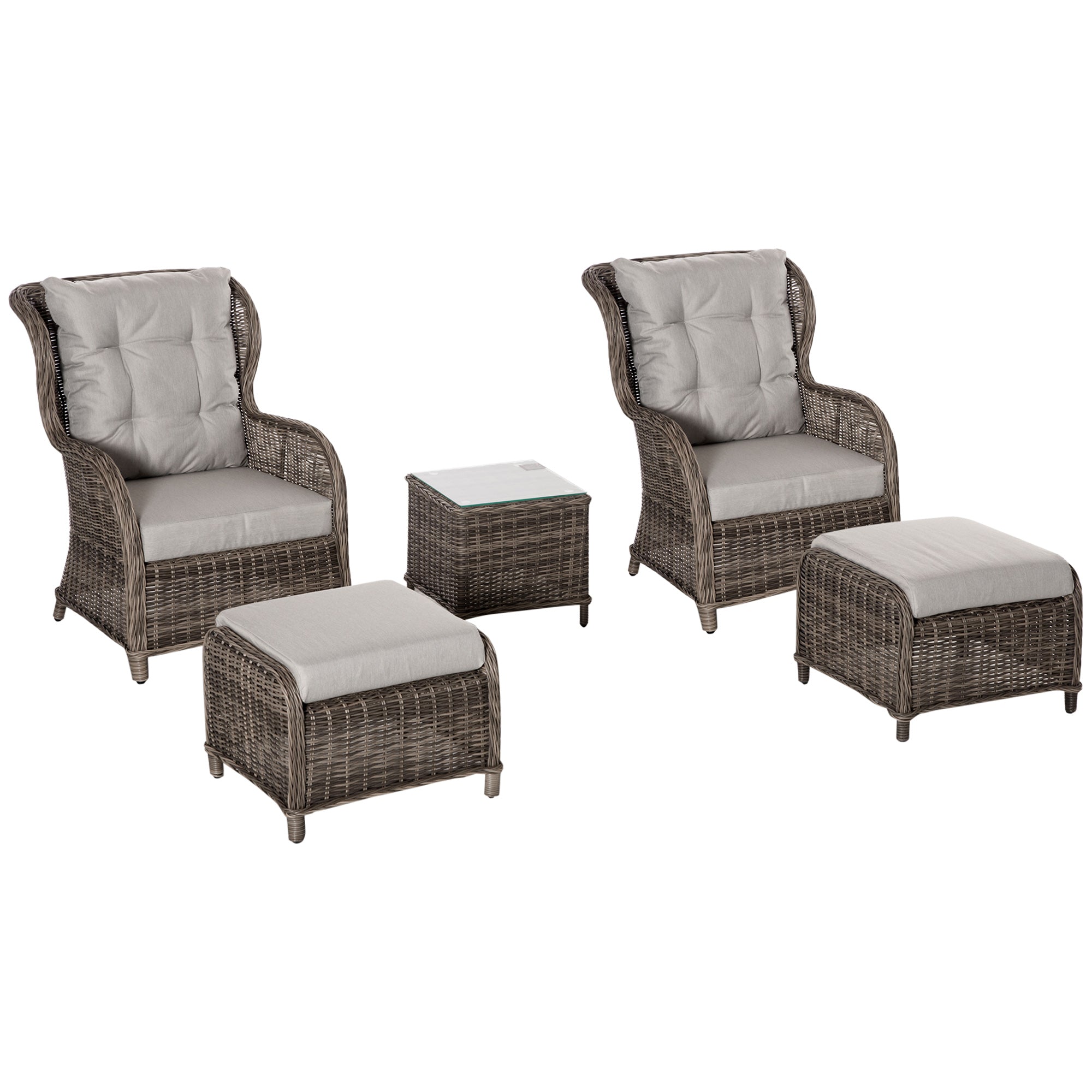 Outsunny Garden Sofa Chair & Stool Table Set Patio Wicker Weave Furniture Set  | TJ Hughes