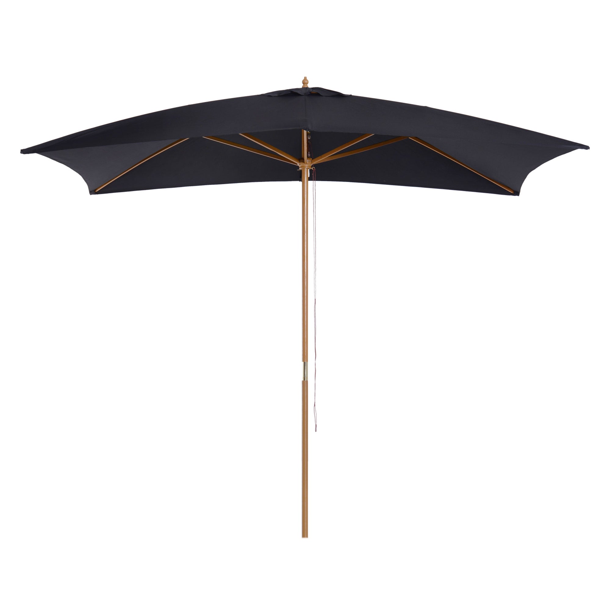 Outsunny Wooden Garden Parasol Sun Shade Patio Umbrella Canopy Black  | TJ Hughes