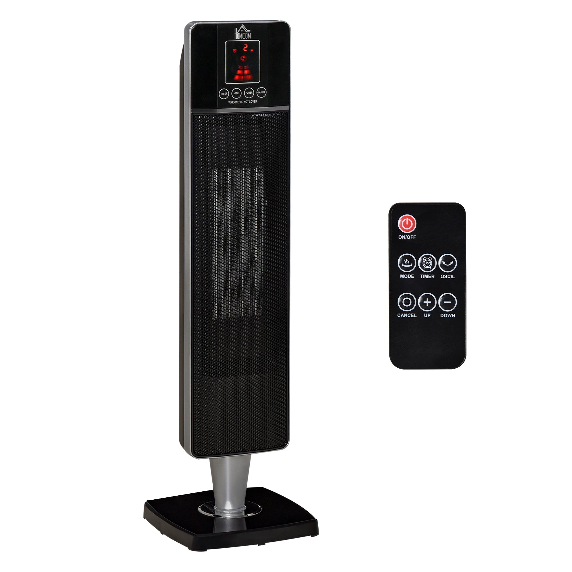 HOMCOM Indoor Space Heater Oscillating Ceramic Heater w/ Adjustable Modes 1000W/2000W  | TJ Hughes