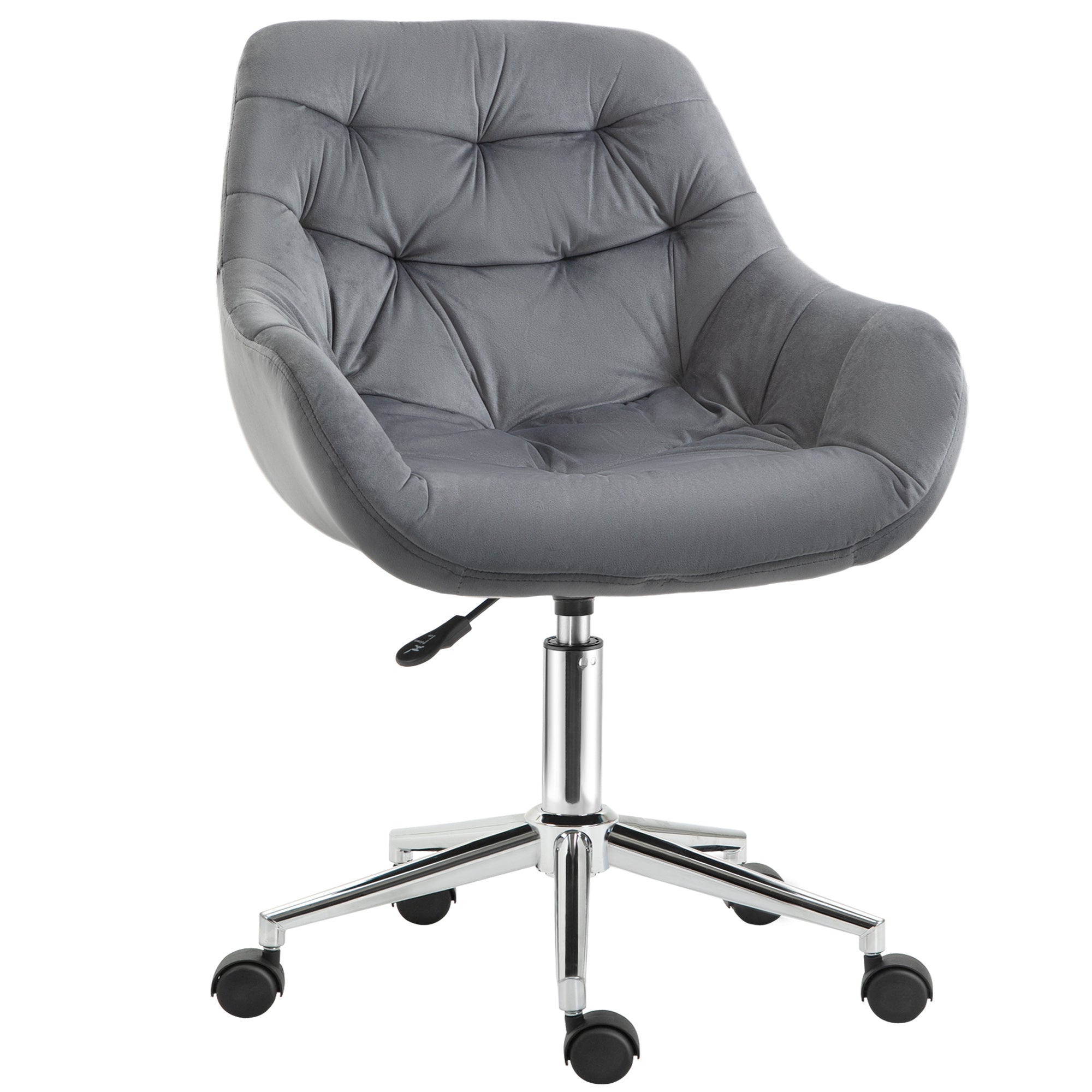 Vinsetto Velvet Home Office Chair Desk Chair with Adjustable Height - Dark Grey  | TJ Hughes