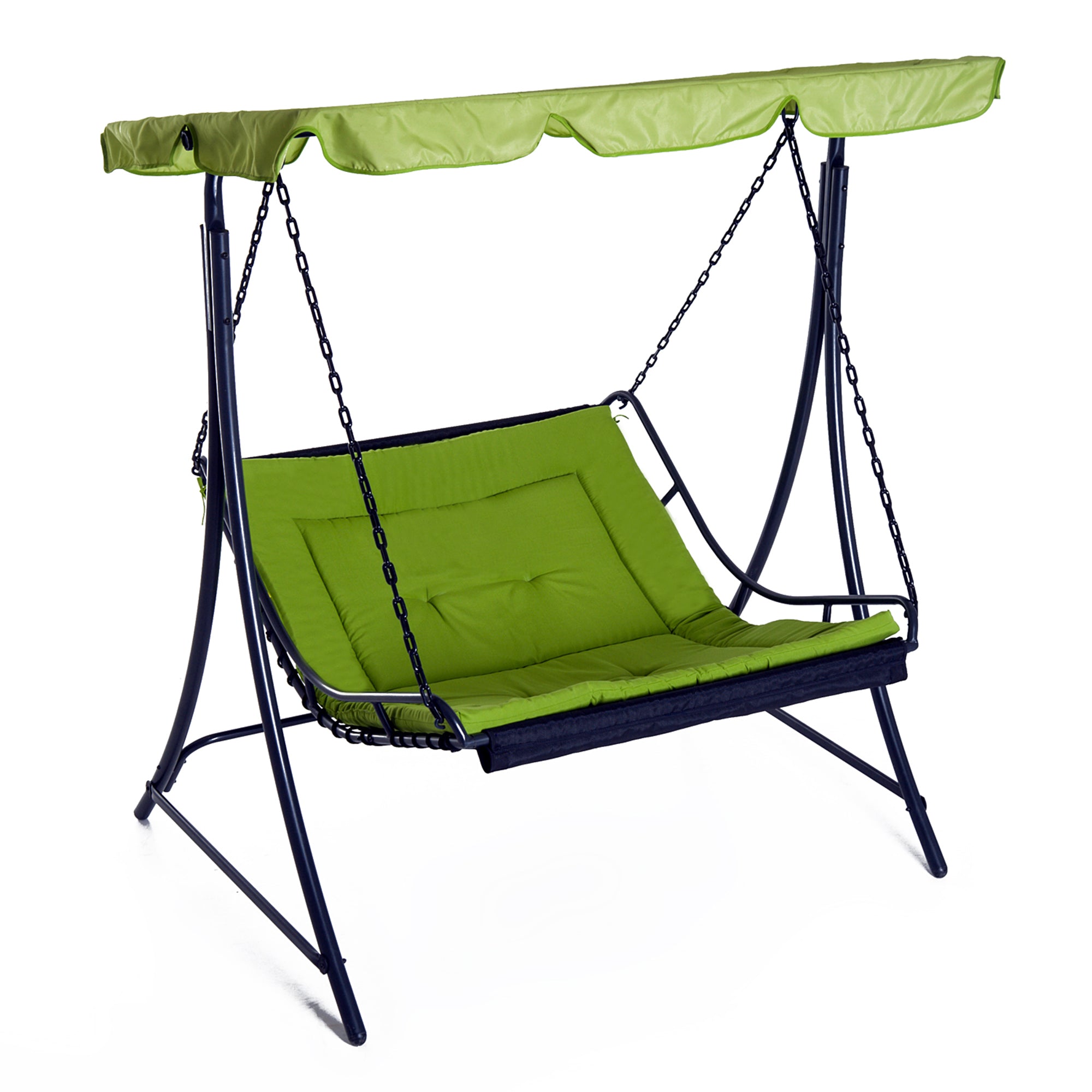 Outsunny 2 Seater Canopy Swing Chair Garden Hammock Bench Outdoor Lounger Green  | TJ Hughes