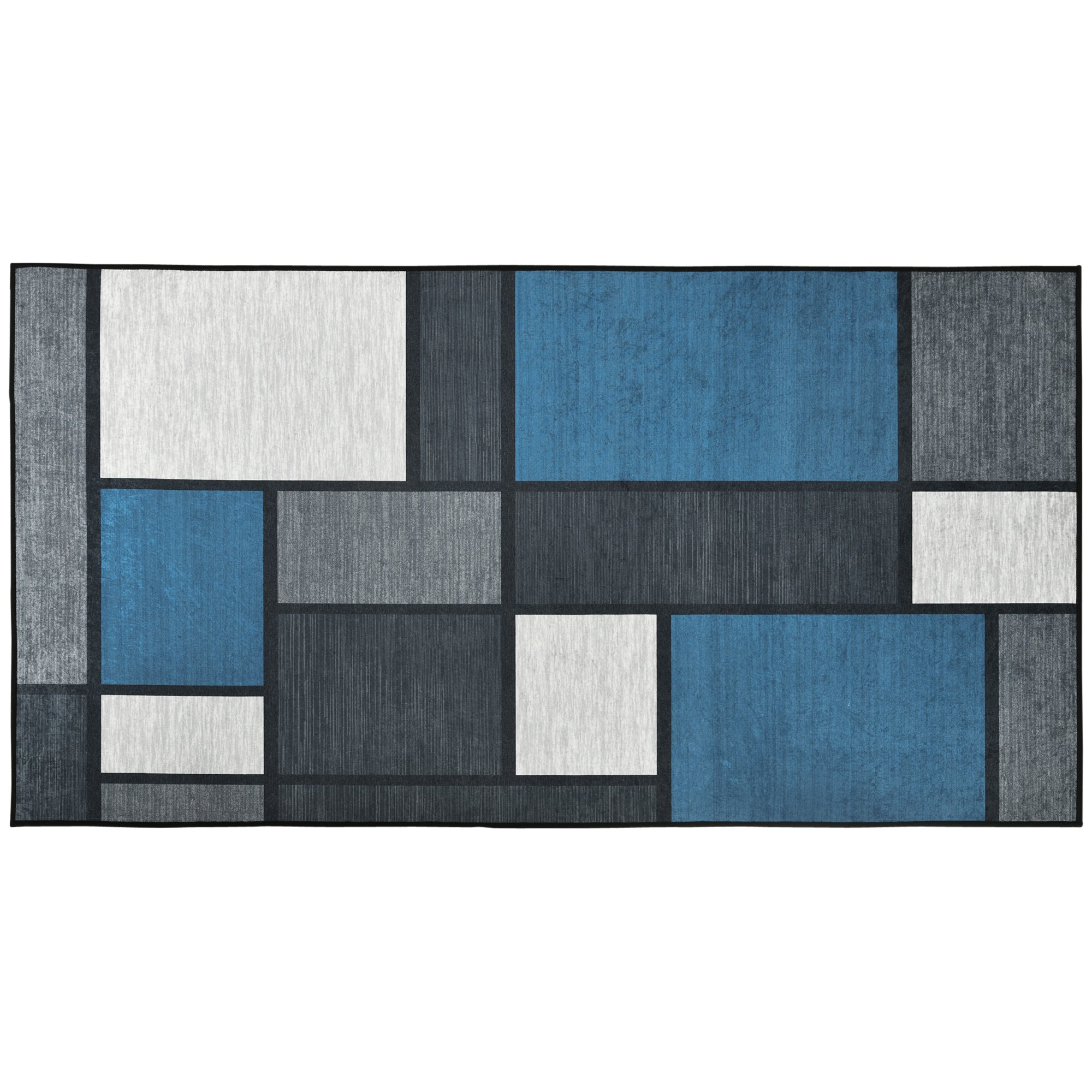HOMCOM Boho Geometric Blue Area Rugs for Bedroom - Home Large Carpet - 80x150 cm  | TJ Hughes