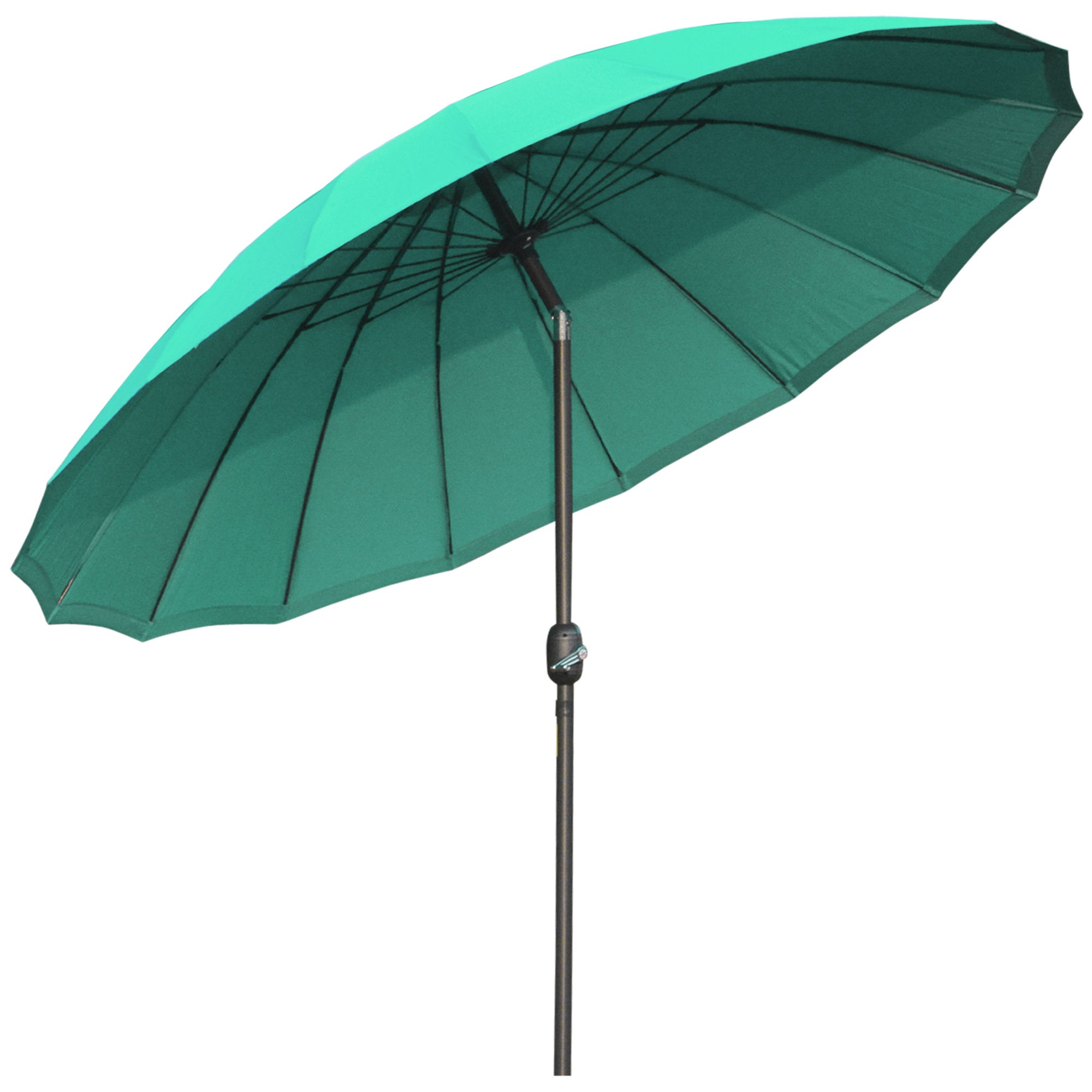 Outsunny 2.6m Round Curved Adjustable Parasol Sun Umbrella Metal Pole Green  | TJ Hughes