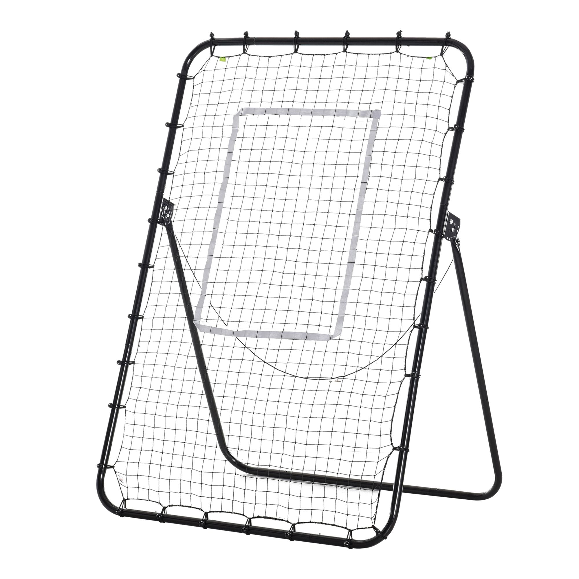 HOMCOM Foldable Football Rebounder Net Adjustable Angles with Target Zone - Black  | TJ Hughes