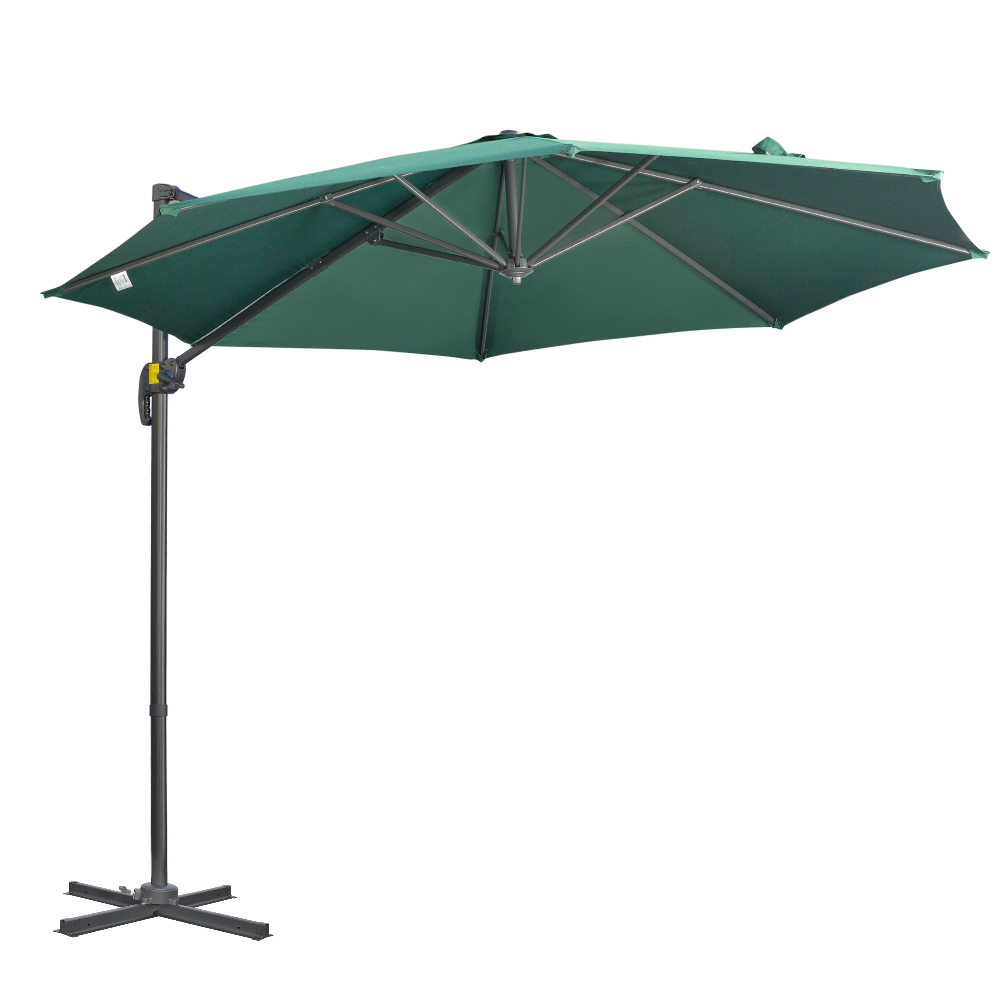 Outsunny 3 x 3(m) Cantilever Parasol Garden Umbrella with Cross Base Green  | TJ Hughes