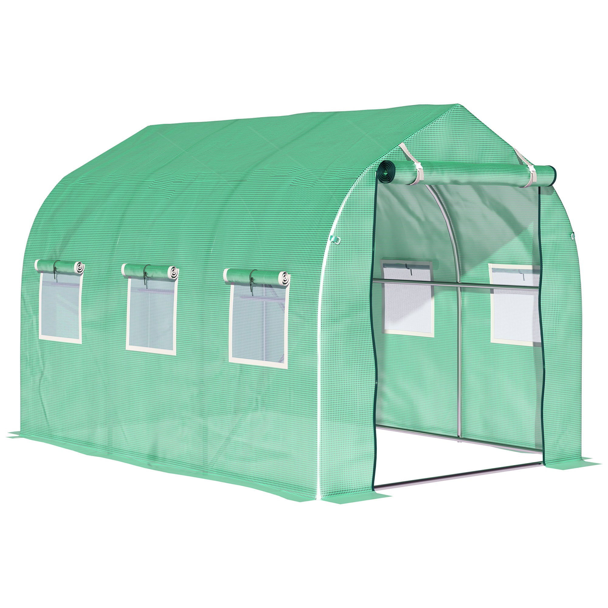 Outsunny 3 x 2 M Walk in Polytunnel Greenhouse Galvanised Steel w/ Zipped Door  | TJ Hughes