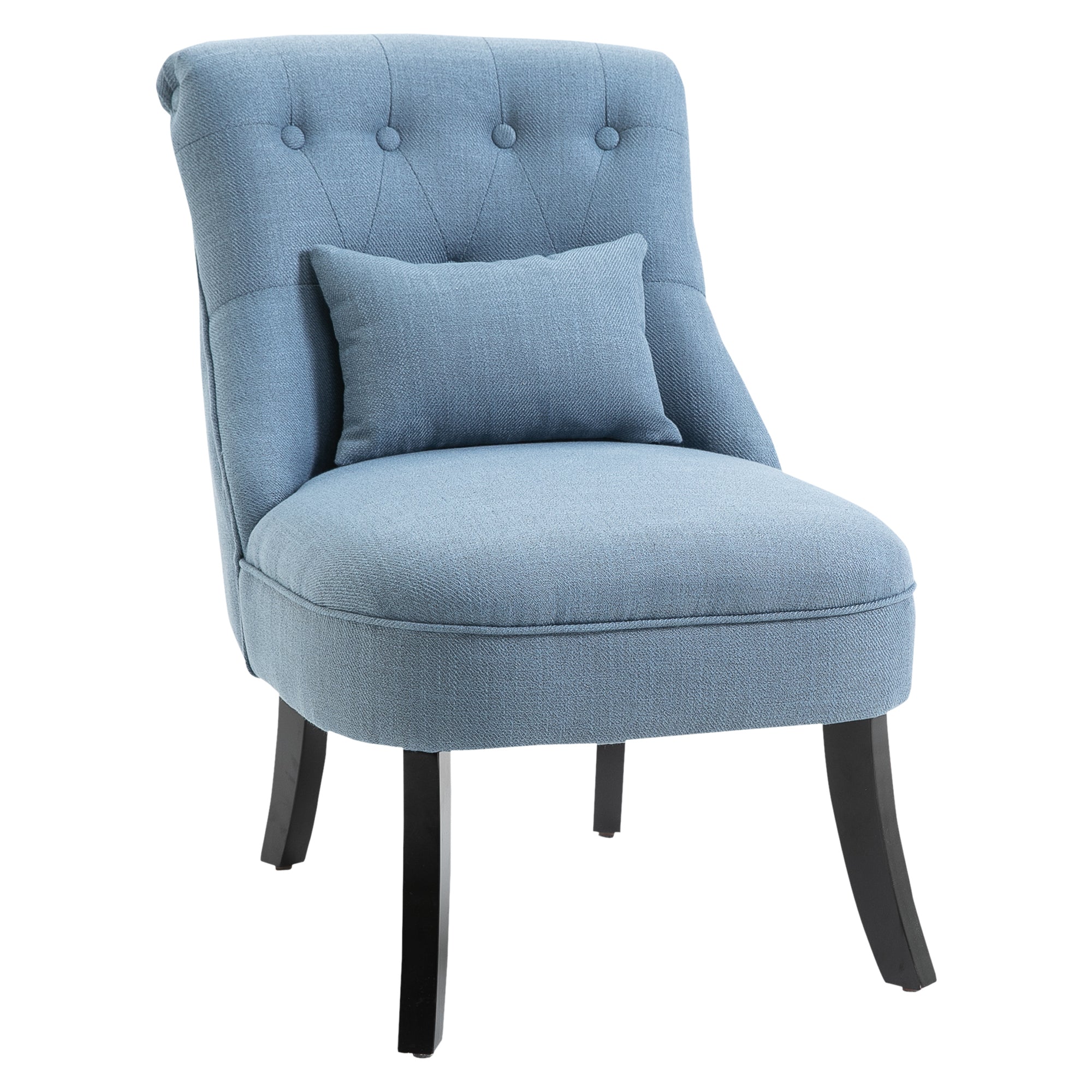 HOMCOM Fabric Single Sofa Armchair Upholstered w/Pillow Wood Leg Livingroom Blue  | TJ Hughes