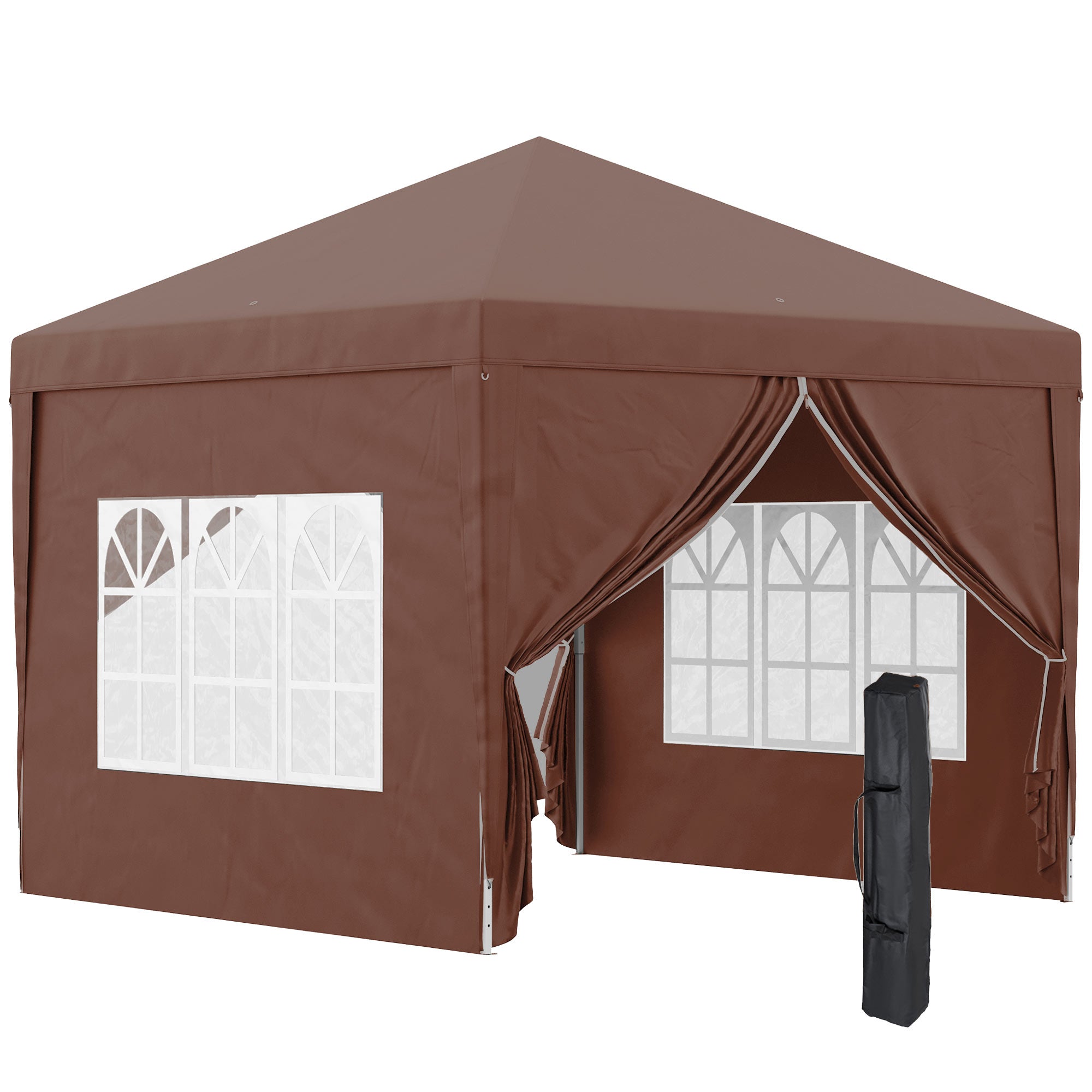 Outsunny 3x3 m Pop Up Gazebo Party Tent Canopy Marquee with Storage Bag Coffee  | TJ Hughes