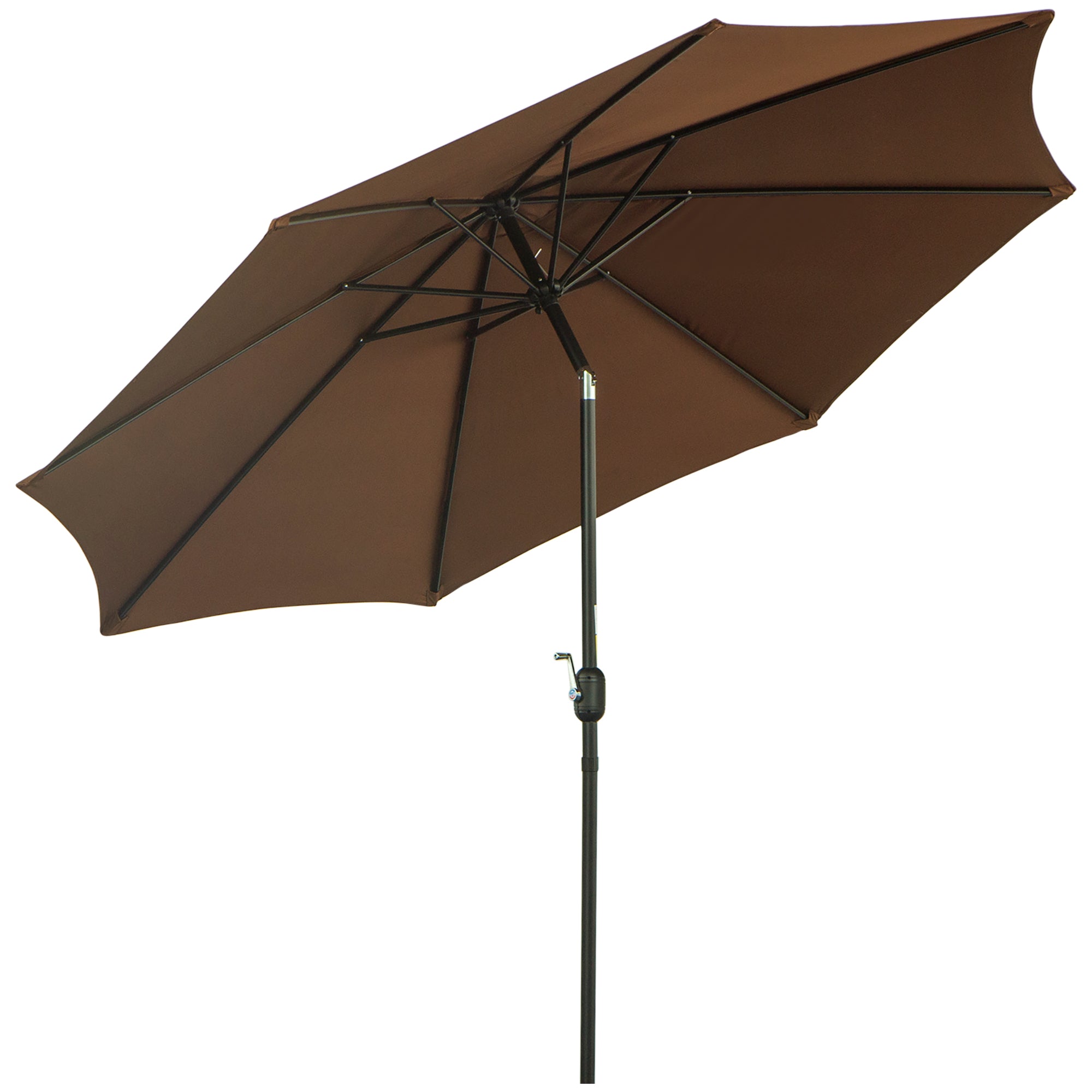 Outsunny 3(m) Patio Umbrella Outdoor Sunshade Canopy w/ Tilt & Crank Coffee  | TJ Hughes