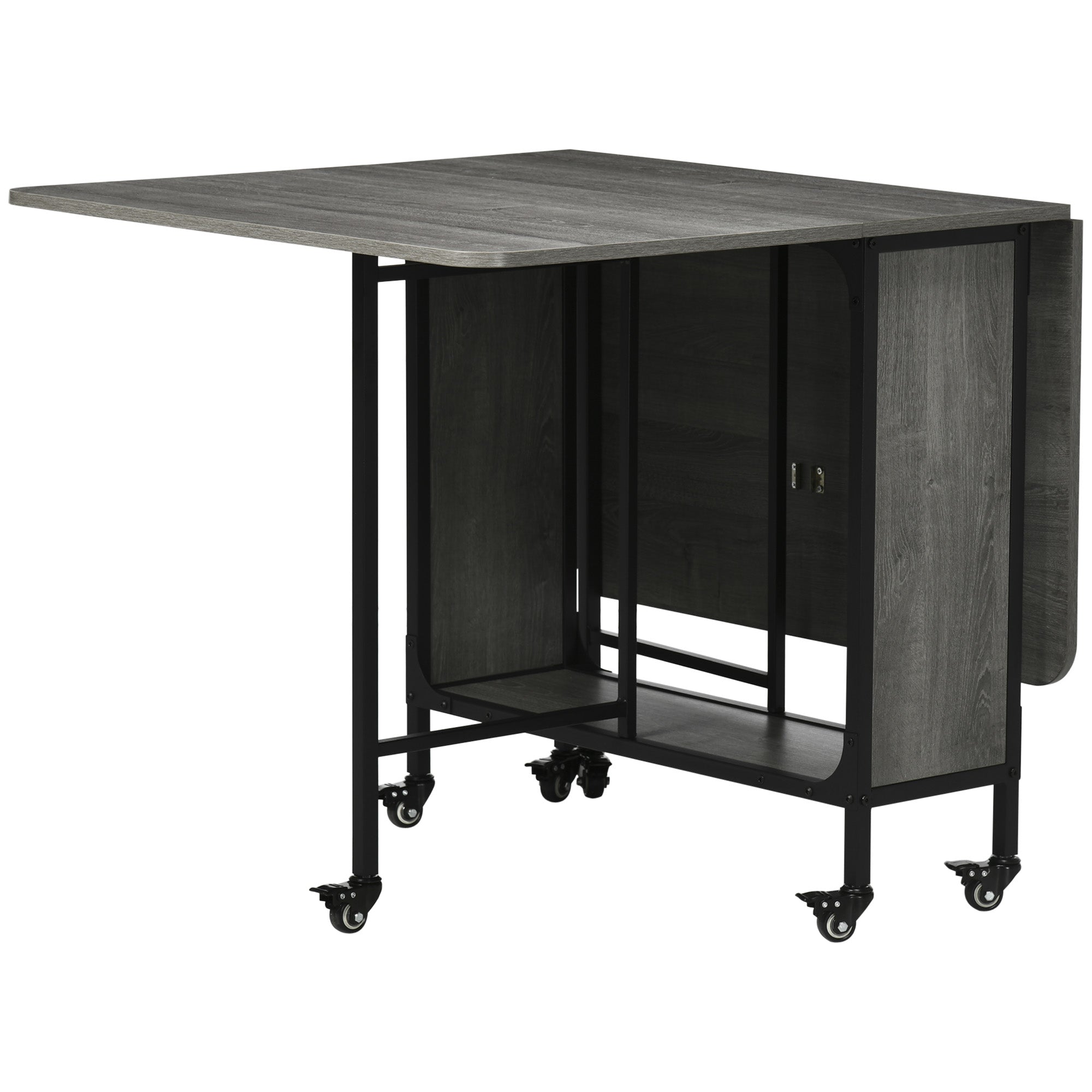 HOMCOM Mobile Drop Leaf Table Folding Kitchen Table Extendable Dining Table  | TJ Hughes