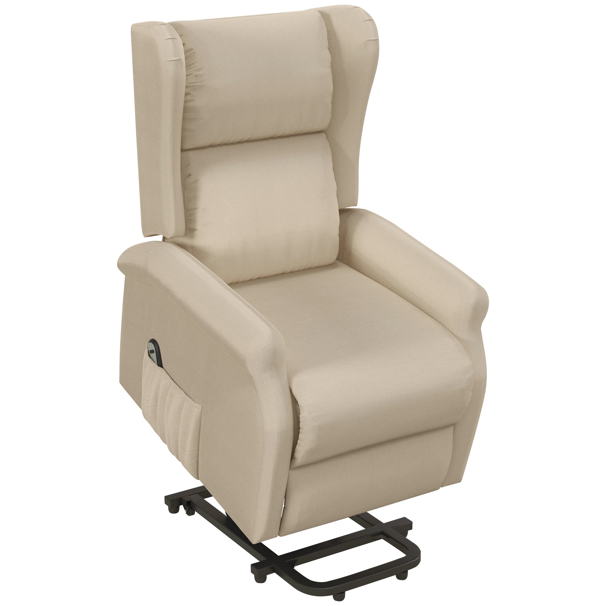 HOMCOM Power Lift Chair for the Elderly Fabric Recliner Armchair w/ Remote Beige  | TJ Hughes