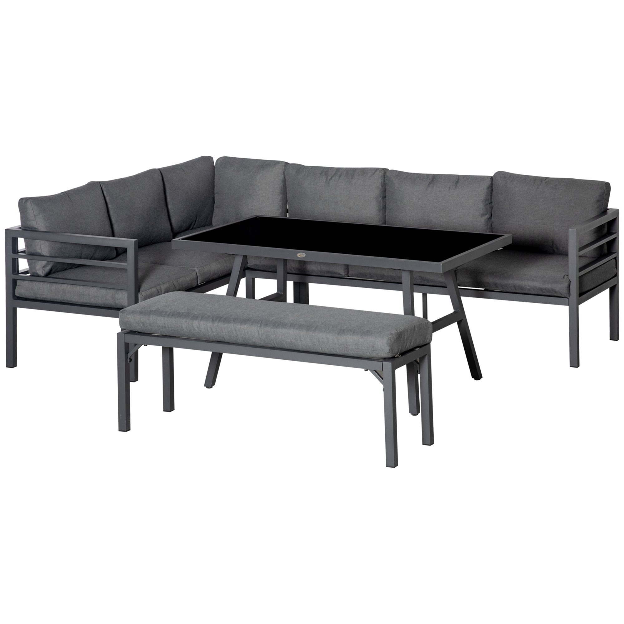 Outsunny 8-Seater Aluminium Garden Dining Sofa Furniture Set with Cushions  | TJ Hughes Outsunny