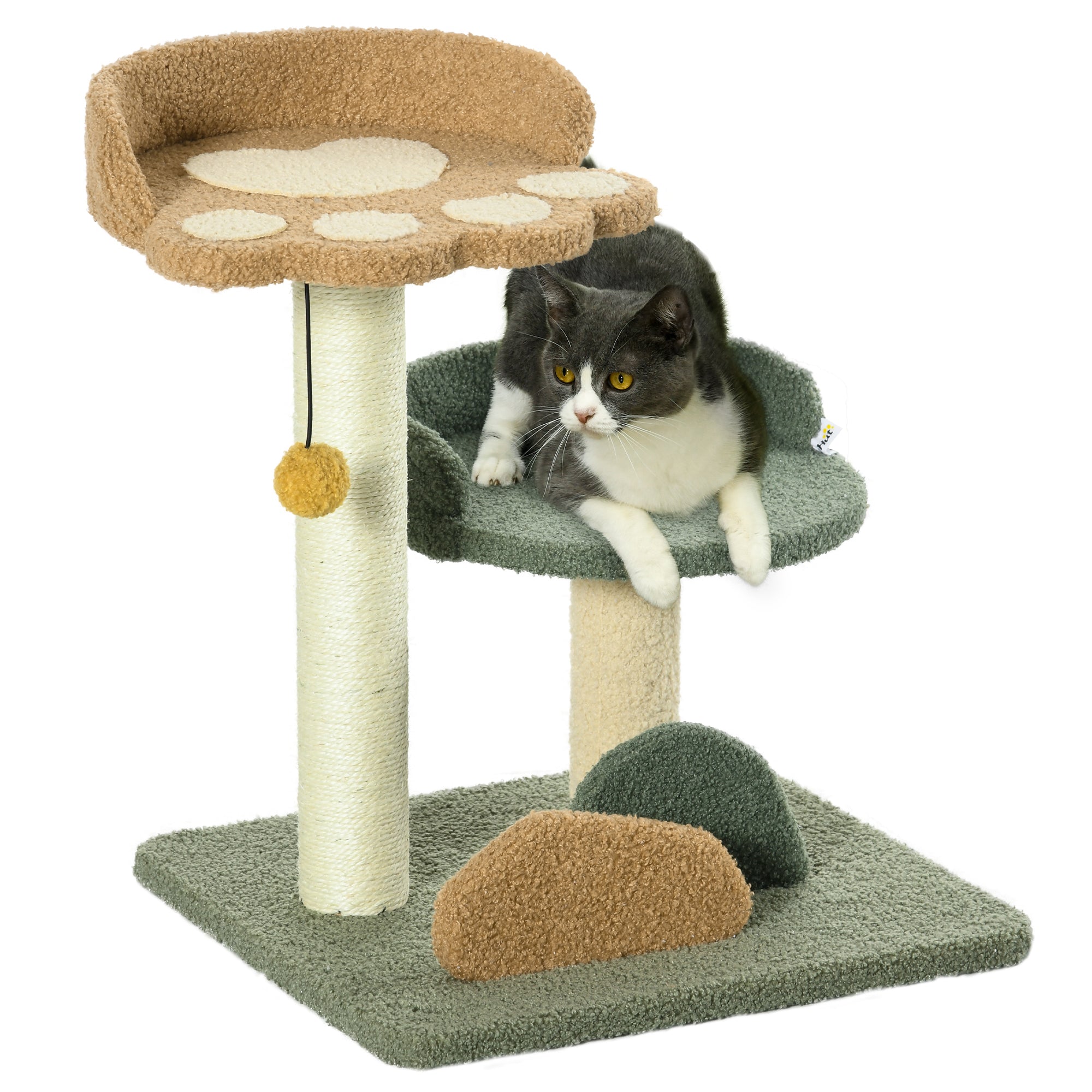 PawHut Small Cat Tree for Indoor Cats - Scratching Posts with Two Beds - Toy Ball  | TJ Hughes Pink