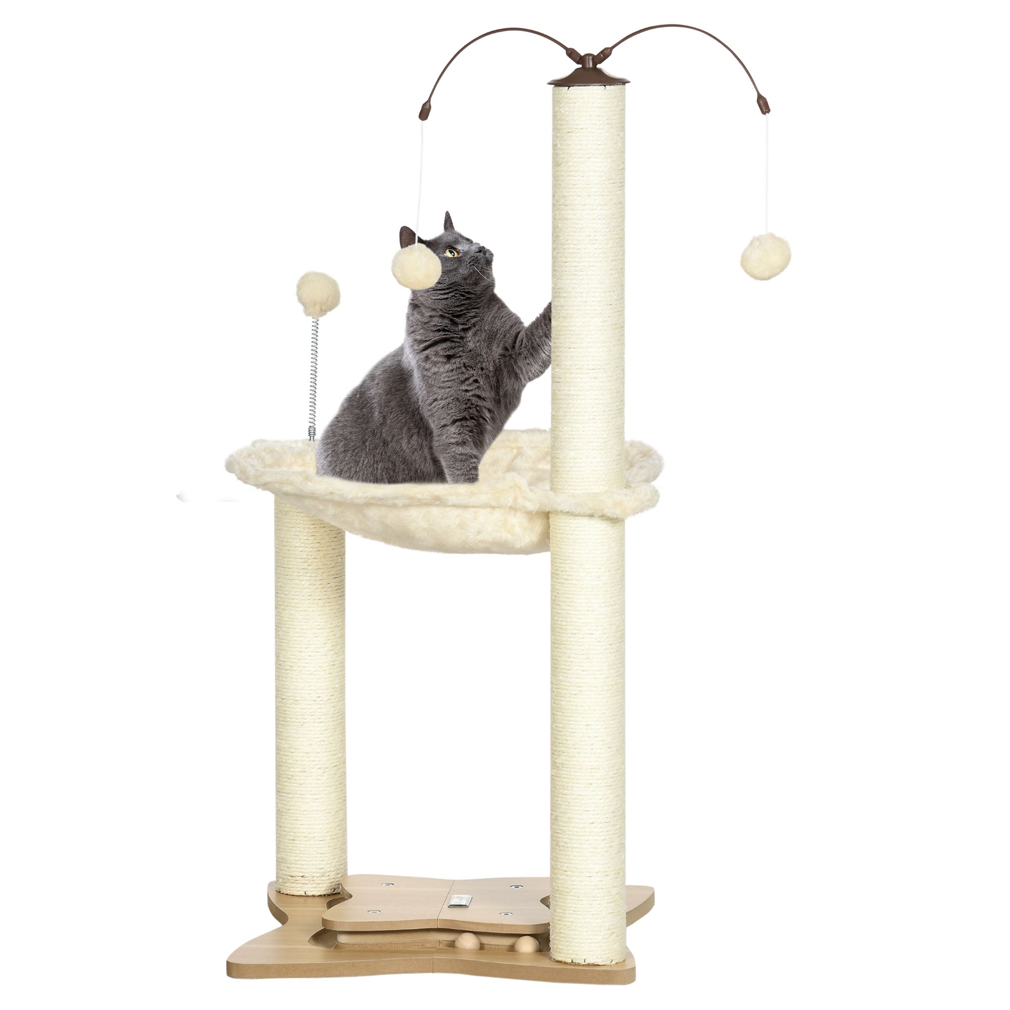 PawHut Cat Tree for Indoor Cats w/ Scratching Posts Hammock - Toy Ball - Beige  | TJ Hughes