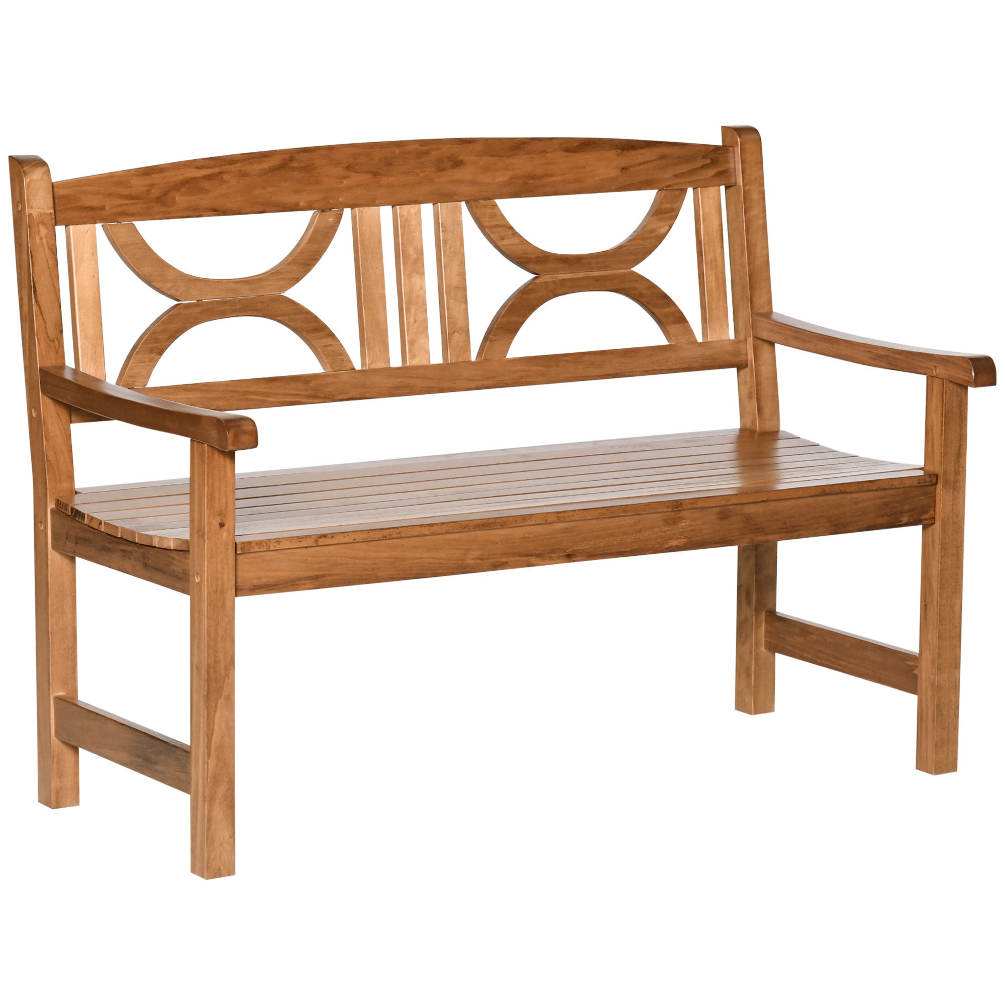 Outsunny 2-Seater Wooden Garden Bench Outdoor Patio Loveseat Natural  | TJ Hughes
